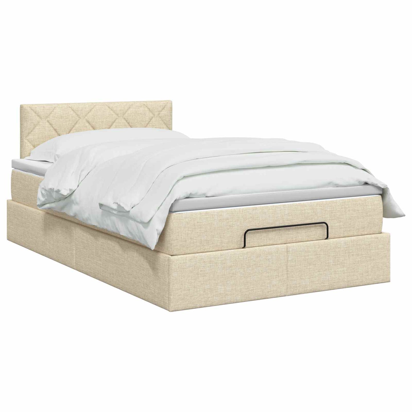 vidaXL Κρεβάτι Ottoman με στρώμα με κεφαλάρι Κρεμ 120 x 190 cm Ύφασμα