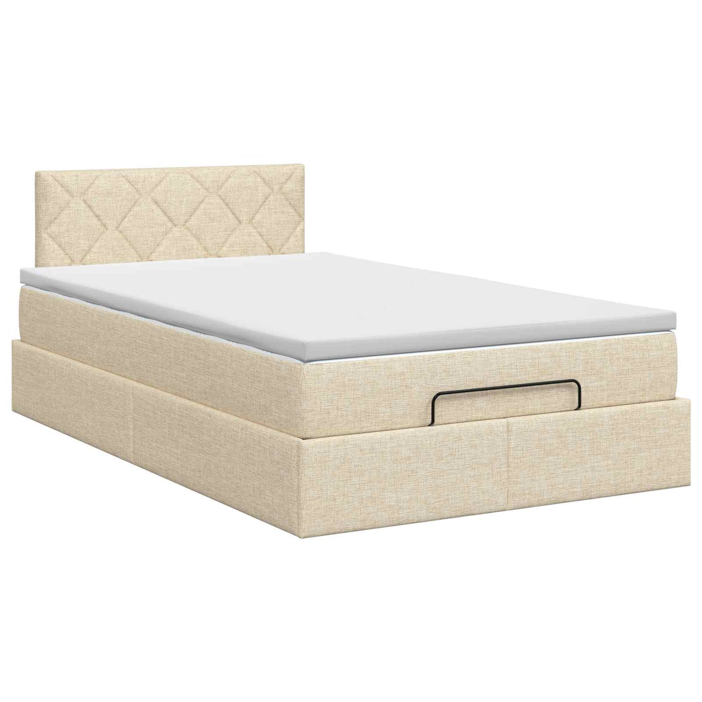 vidaXL Κρεβάτι Ottoman με στρώμα με κεφαλάρι Κρεμ 120 x 200 cm Ύφασμα