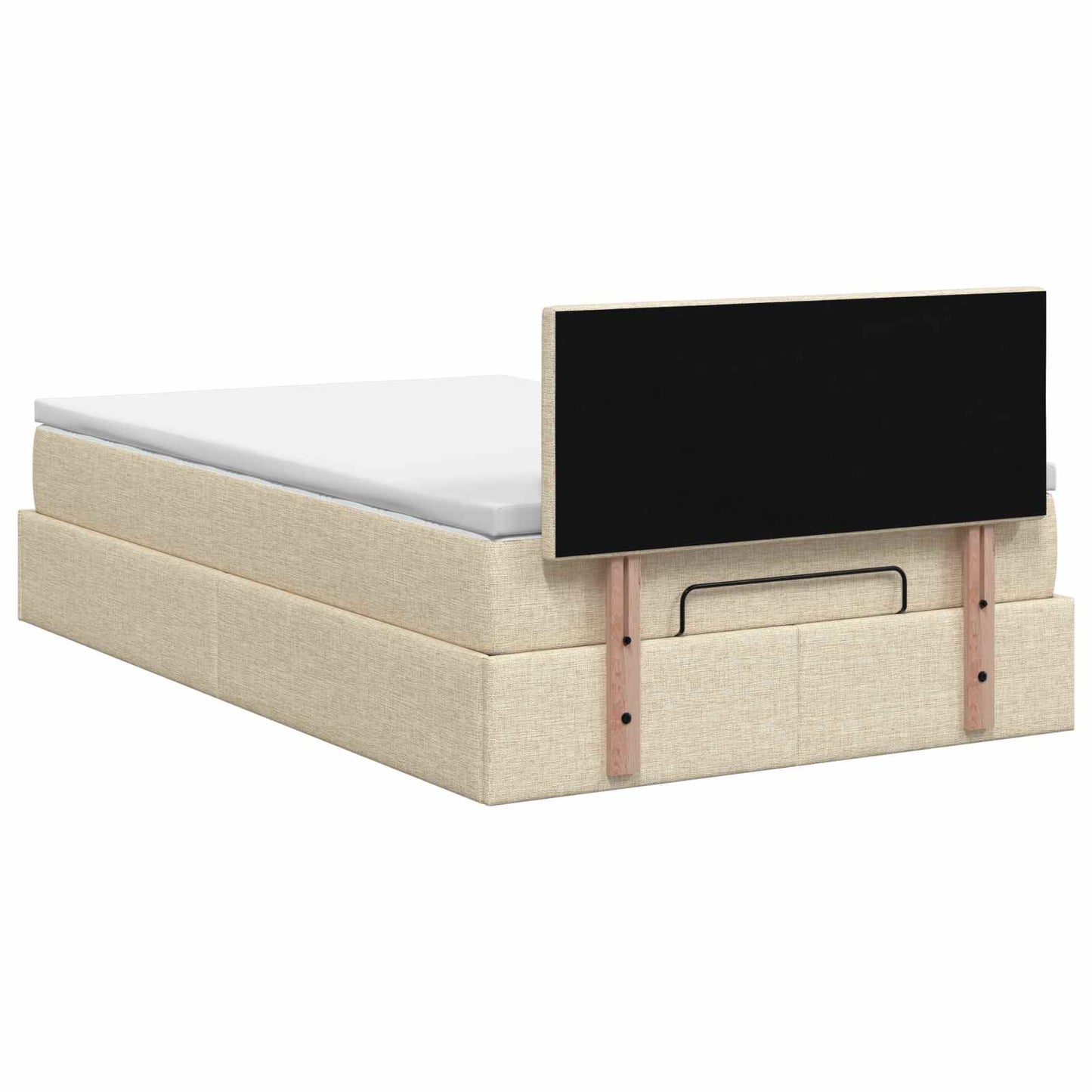 vidaXL Κρεβάτι Ottoman με στρώμα με κεφαλάρι Κρεμ 120 x 200 cm Ύφασμα