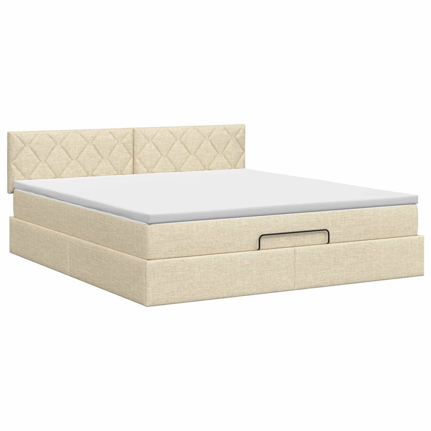 vidaXL Κρεβάτι Ottoman με στρώμα με κεφαλάρι Κρεμ 180 x 200 cm Ύφασμα