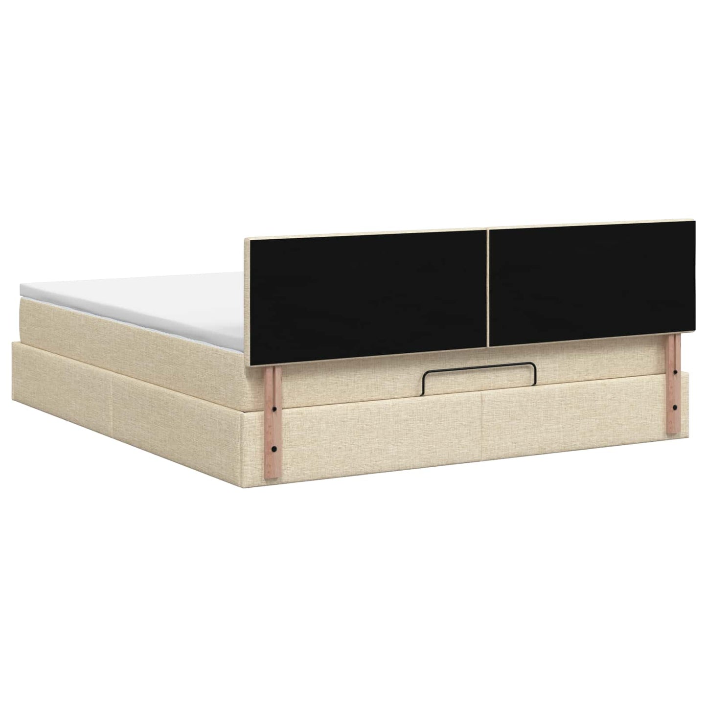 vidaXL Κρεβάτι Ottoman με στρώμα με κεφαλάρι Κρεμ 180 x 200 cm Ύφασμα