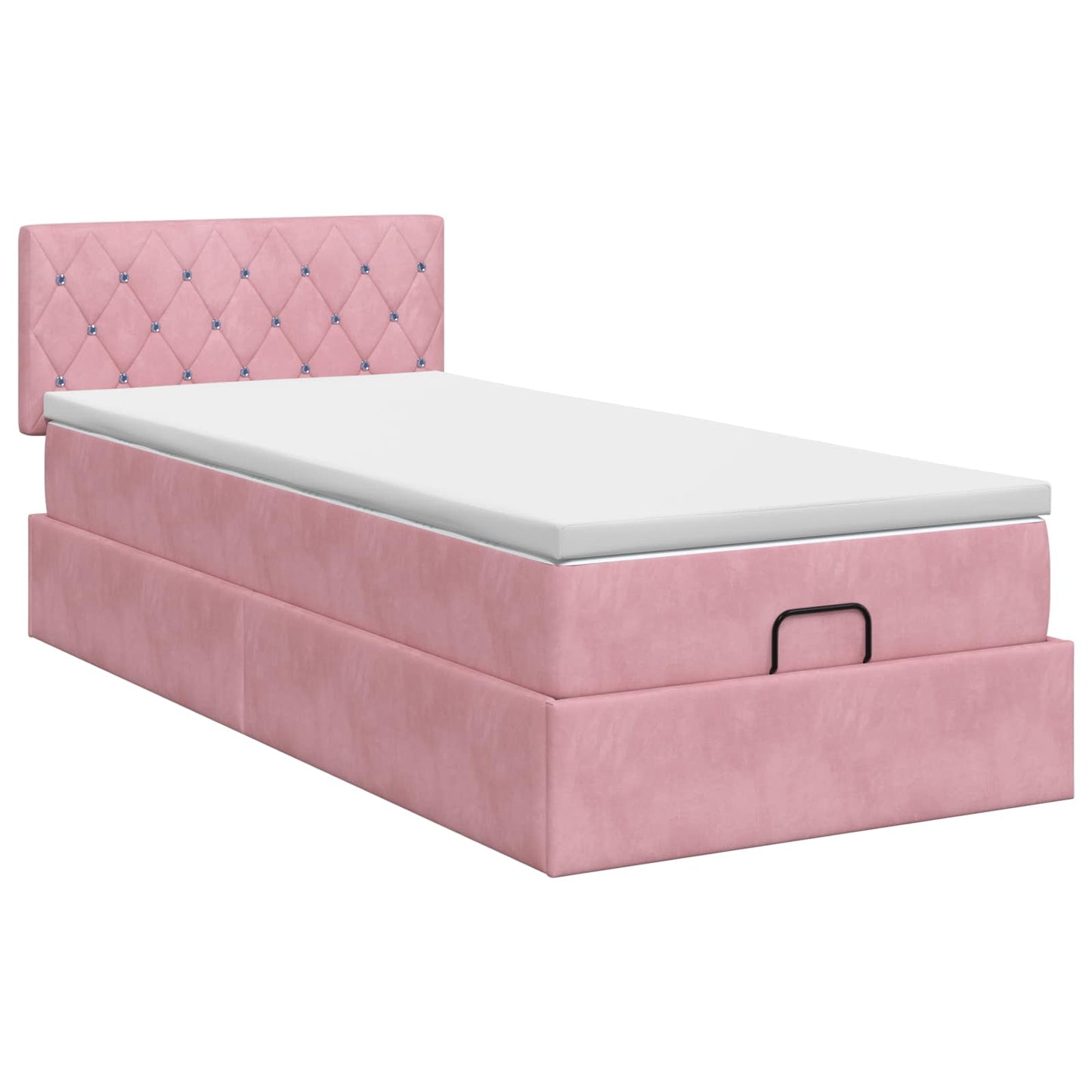vidaXL Κρεβάτι Ottoman με στρώμα με κεφαλάρι Ροζ 90 x 190 cm Βελούδο