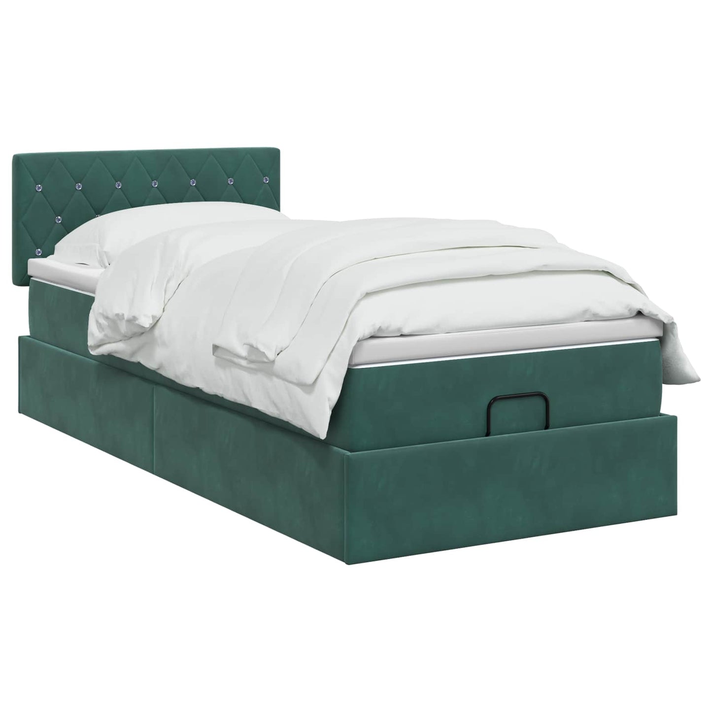 vidaXL Κρεβάτι Ottoman με στρώμα Σκούρο Πράσινο 90 x 200 cm Βελούδο