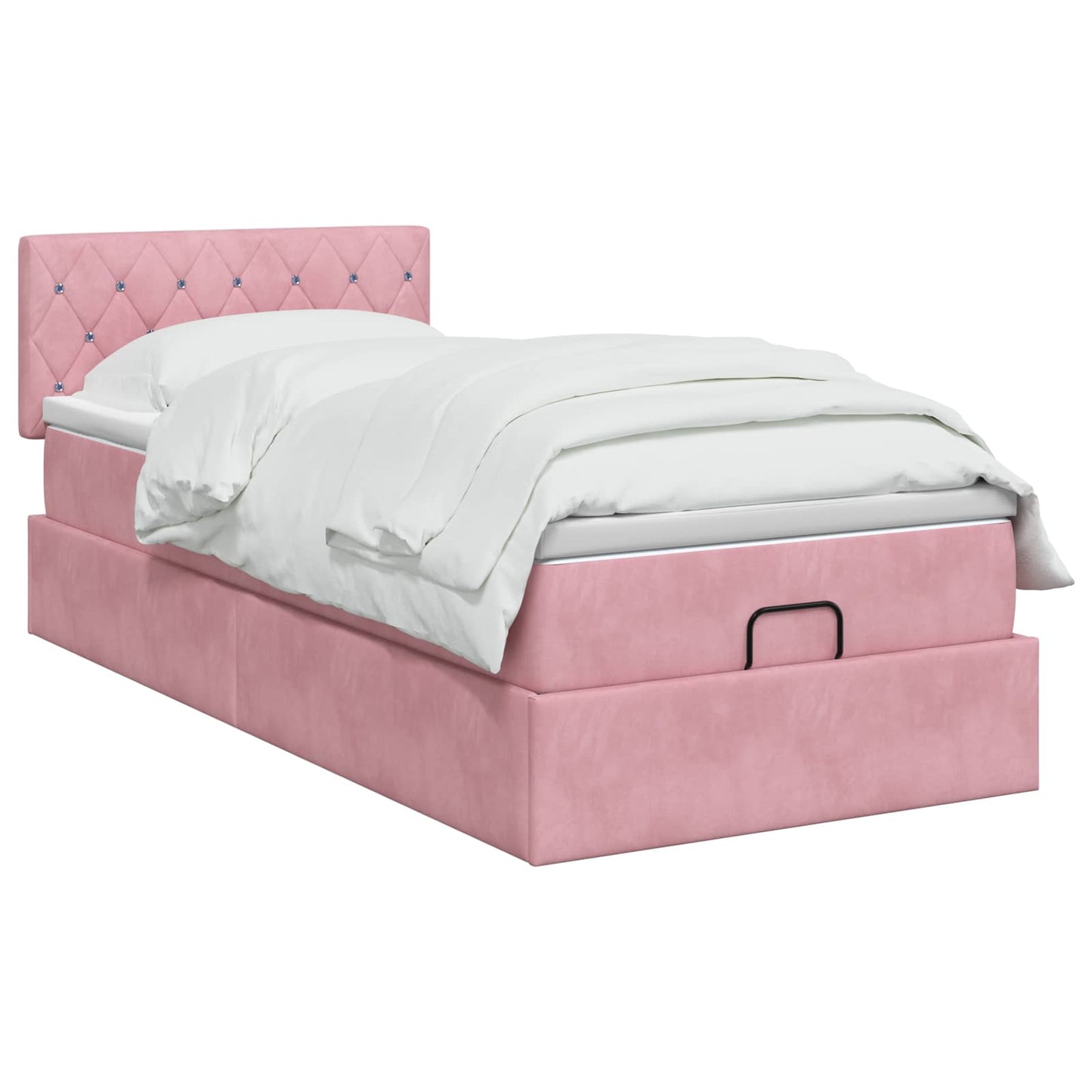 vidaXL Κρεβάτι Ottoman με στρώμα με κεφαλάρι Ροζ 90 x 200 cm Βελούδο