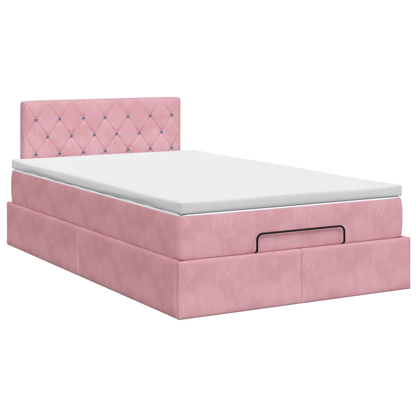 vidaXL Κρεβάτι Ottoman με στρώμα με κεφαλάρι Ροζ 120 x 200 cm Βελούδο