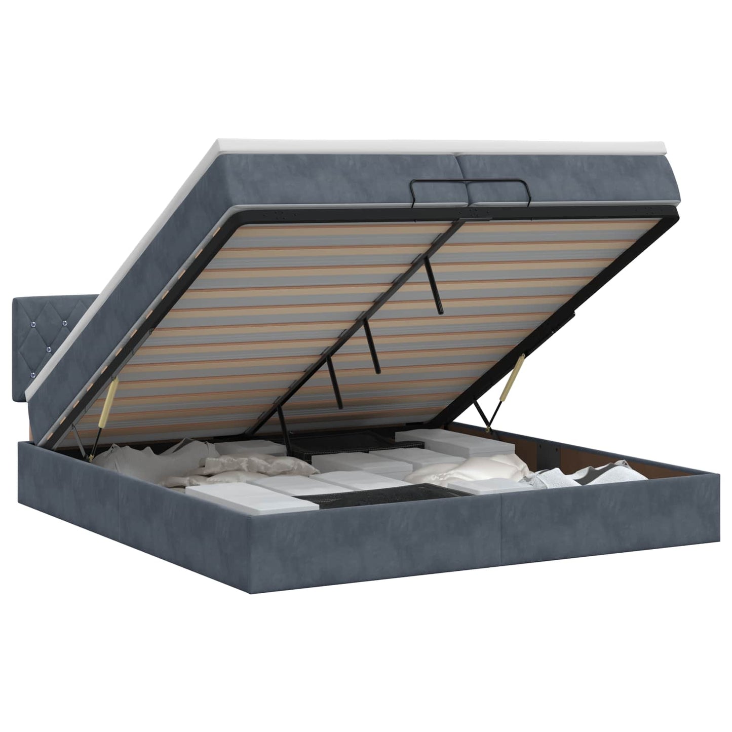 vidaXL Κρεβάτι Ottoman με στρώμα Σκούρο Γκρι 200 x 200 cm Βελούδο