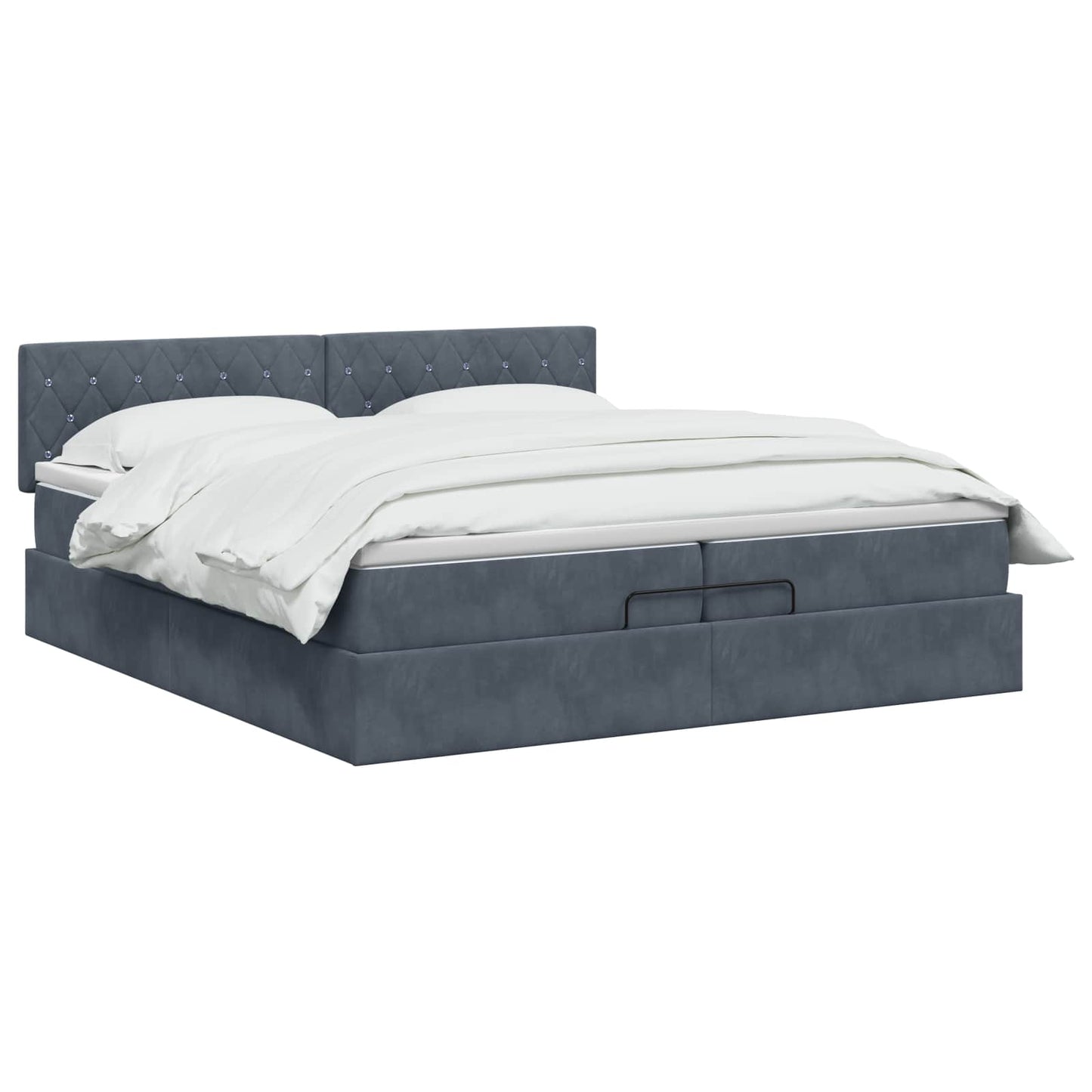 vidaXL Κρεβάτι Ottoman με στρώμα Σκούρο Γκρι 200 x 200 cm Βελούδο