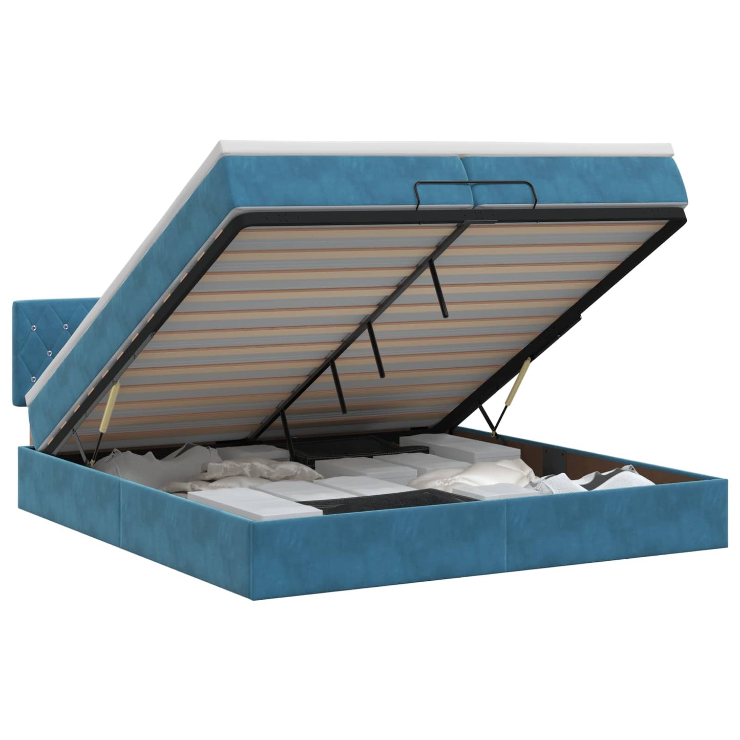 vidaXL Κρεβάτι Ottoman με στρώμα Σκούρο Μπλε 200 x 200 cm Βελούδο
