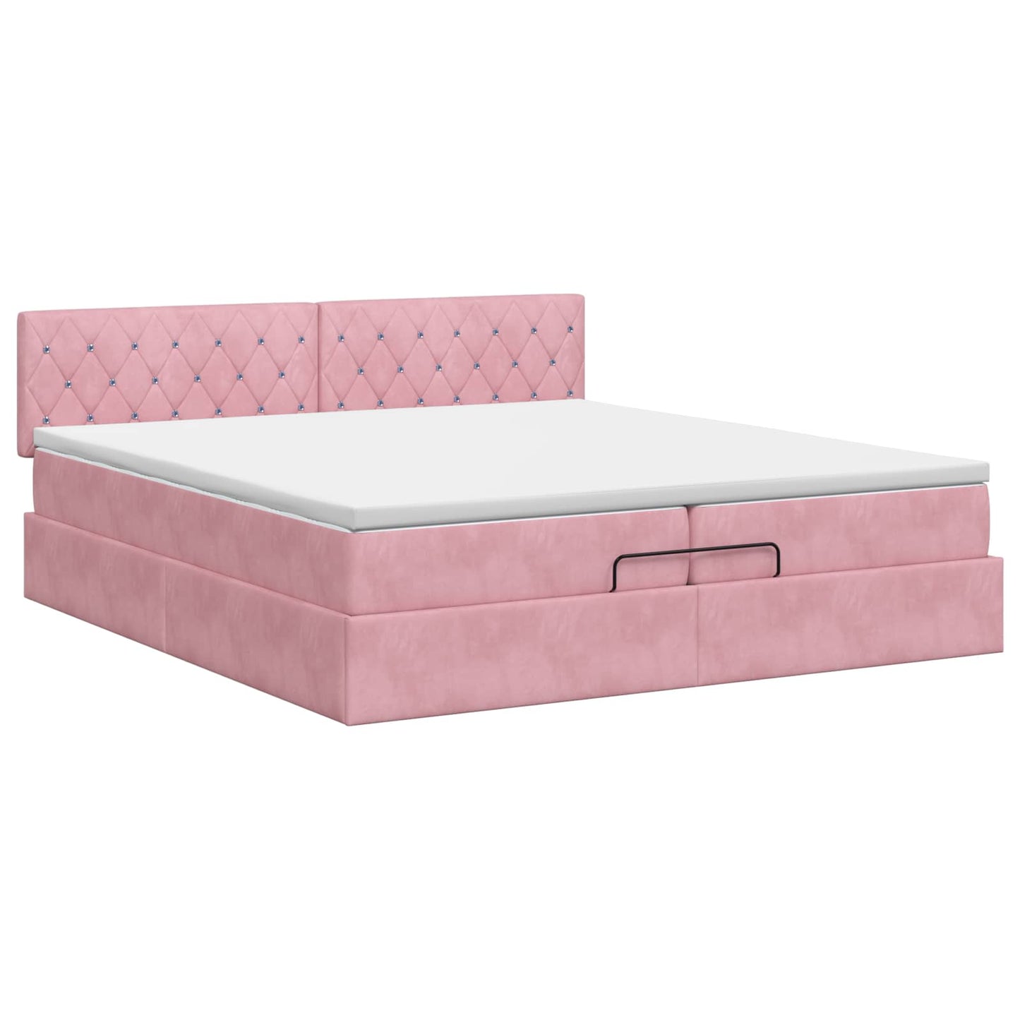 vidaXL Κρεβάτι Ottoman με στρώμα με κεφαλάρι Ροζ 200 x 200 cm Βελούδο