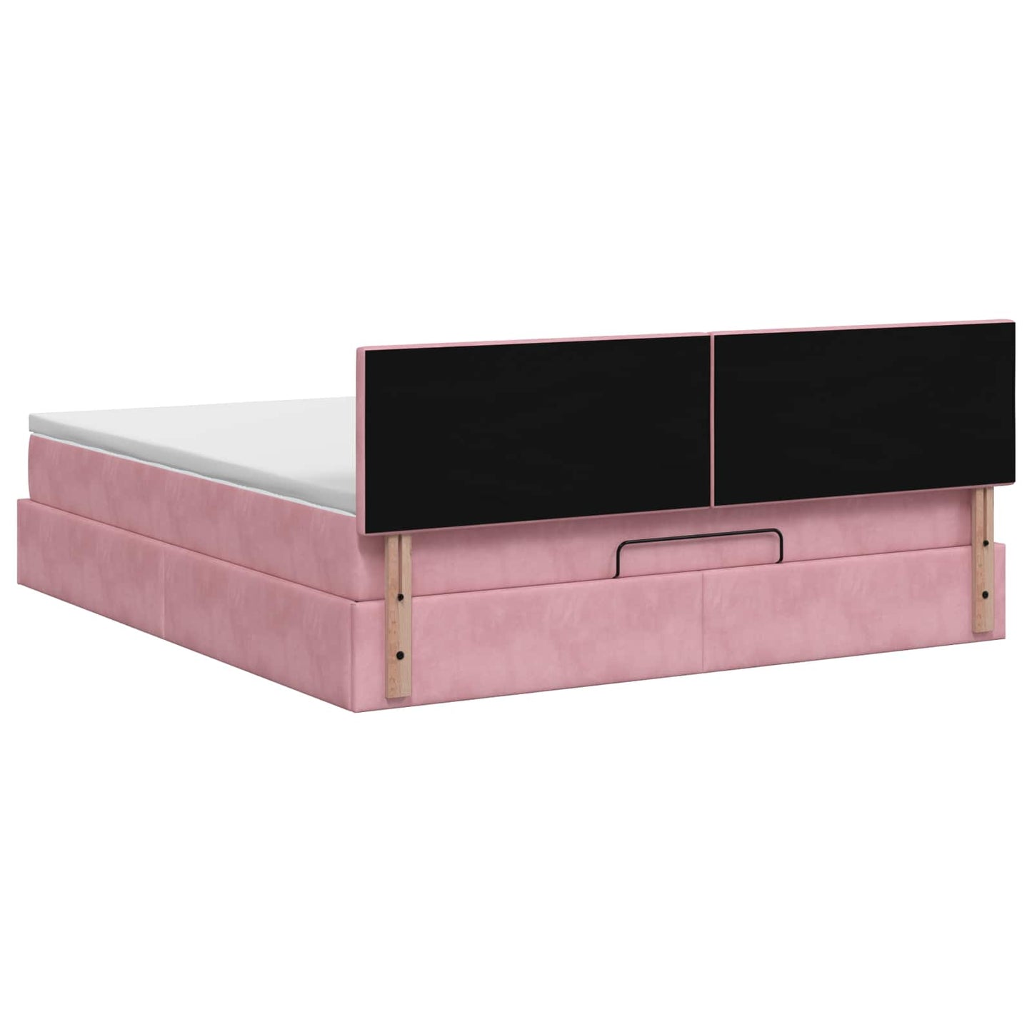 vidaXL Κρεβάτι Ottoman με στρώμα με κεφαλάρι Ροζ 200 x 200 cm Βελούδο