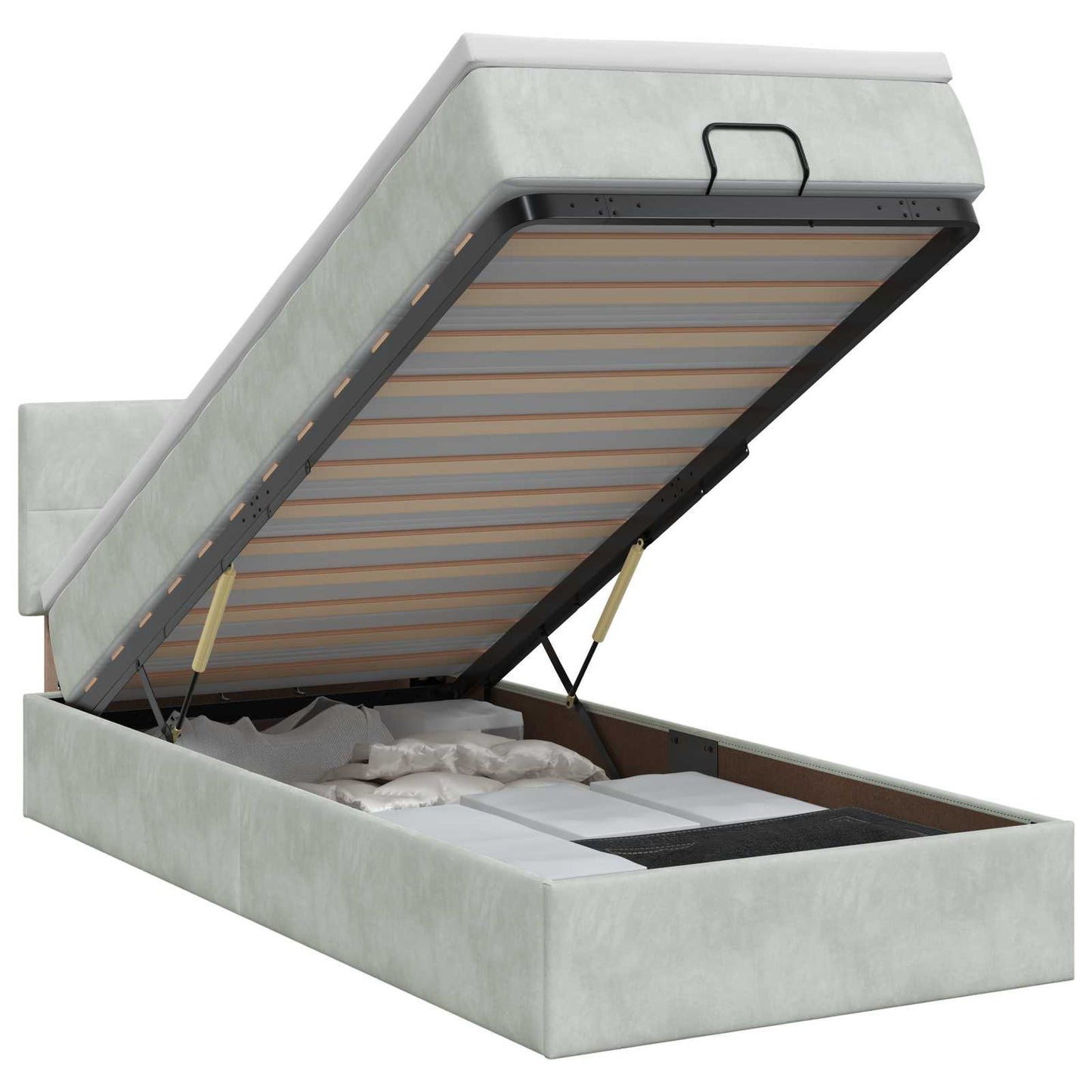 vidaXL Κρεβάτι Ottoman με στρώμα Ανοιχτό γκρι 80 x 200 cm Βελούδο