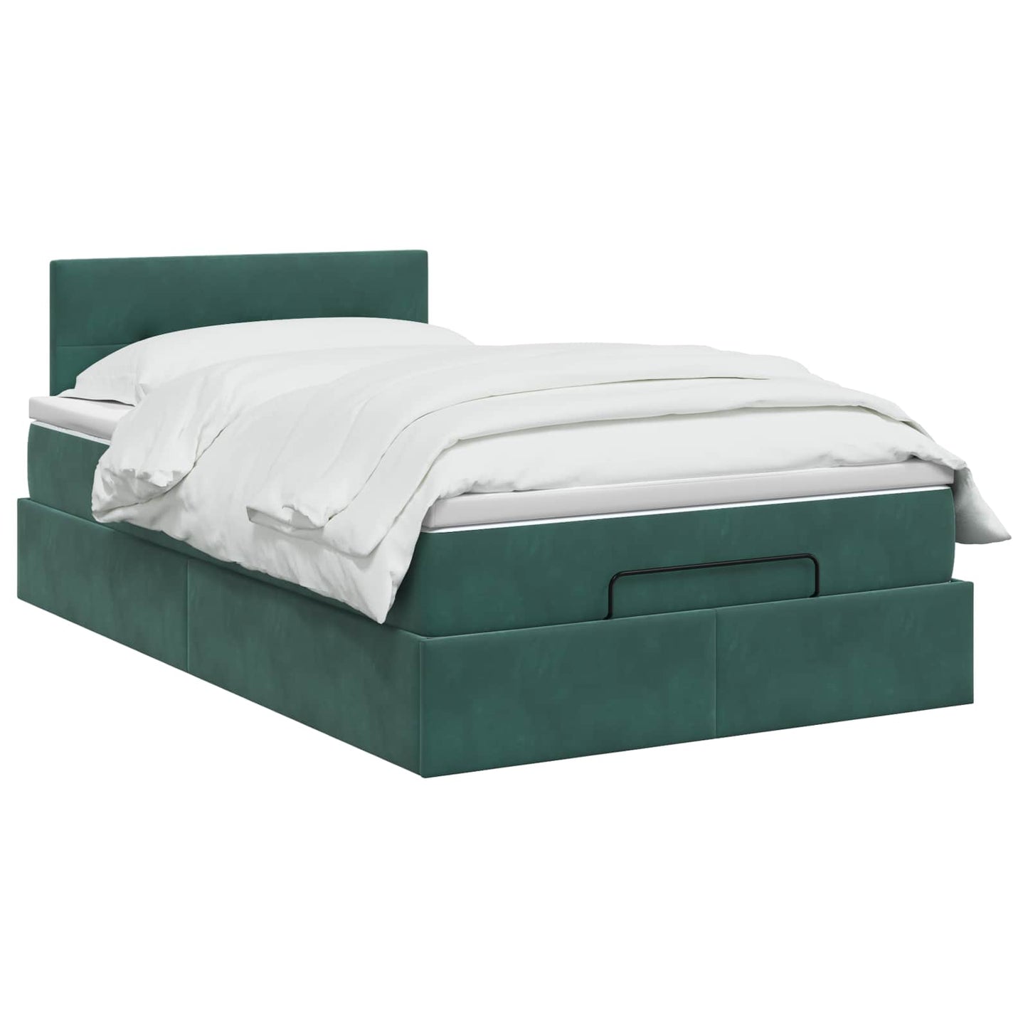vidaXL Κρεβάτι Ottoman με στρώμα Σκούρο Πράσινο 120 x 200 cm Βελούδο