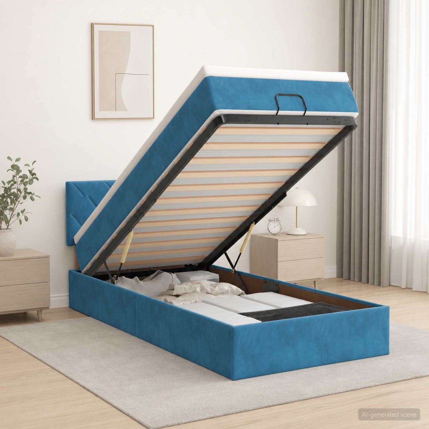 vidaXL Κρεβάτι Ottoman με στρώμα Σκούρο Μπλε 80 x 200 cm Βελούδο