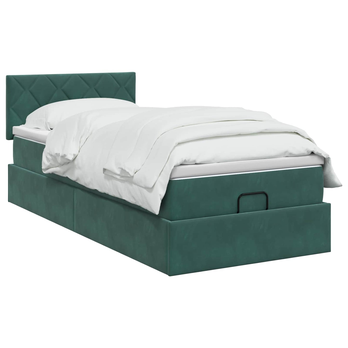 vidaXL Κρεβάτι Ottoman με στρώμα Σκούρο Πράσινο 90 x 200 cm Βελούδο