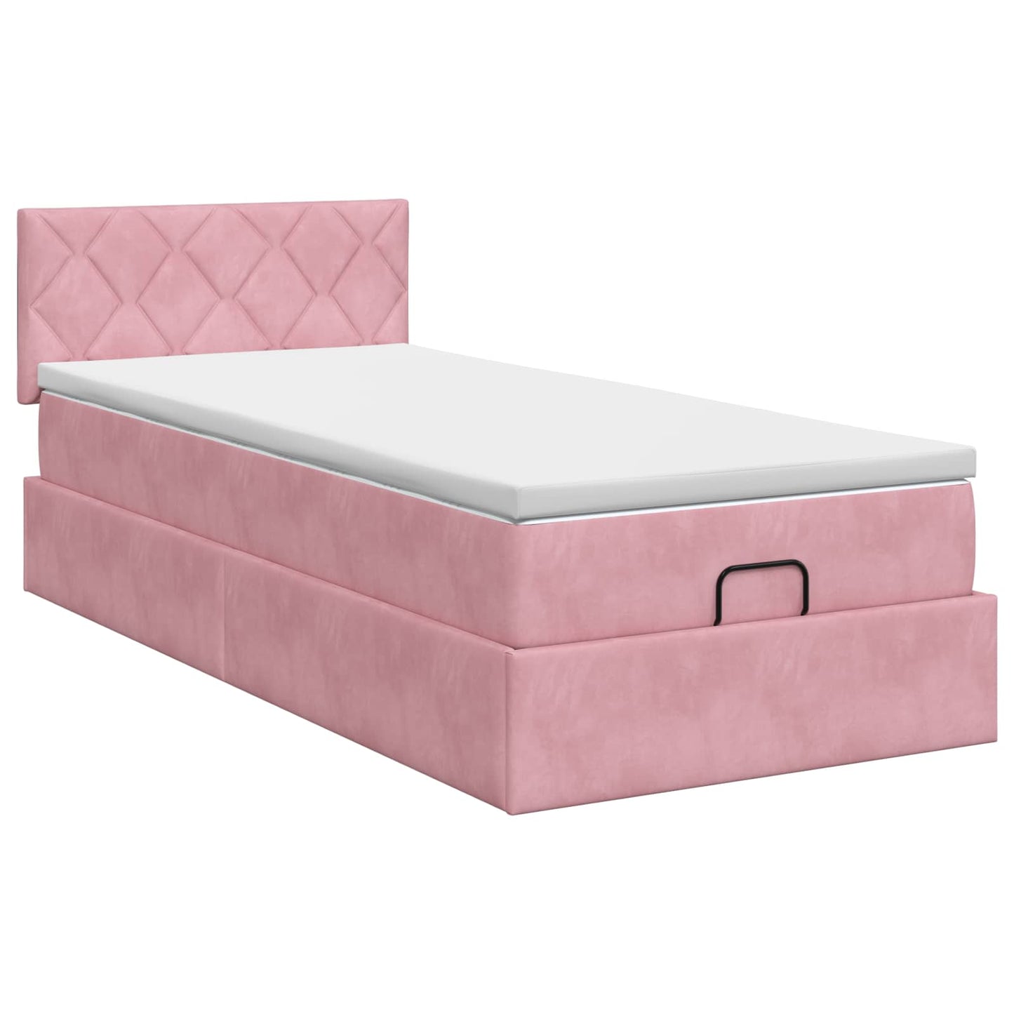 vidaXL Κρεβάτι Ottoman με στρώμα με κεφαλάρι Ροζ 90 x 200 cm Βελούδο