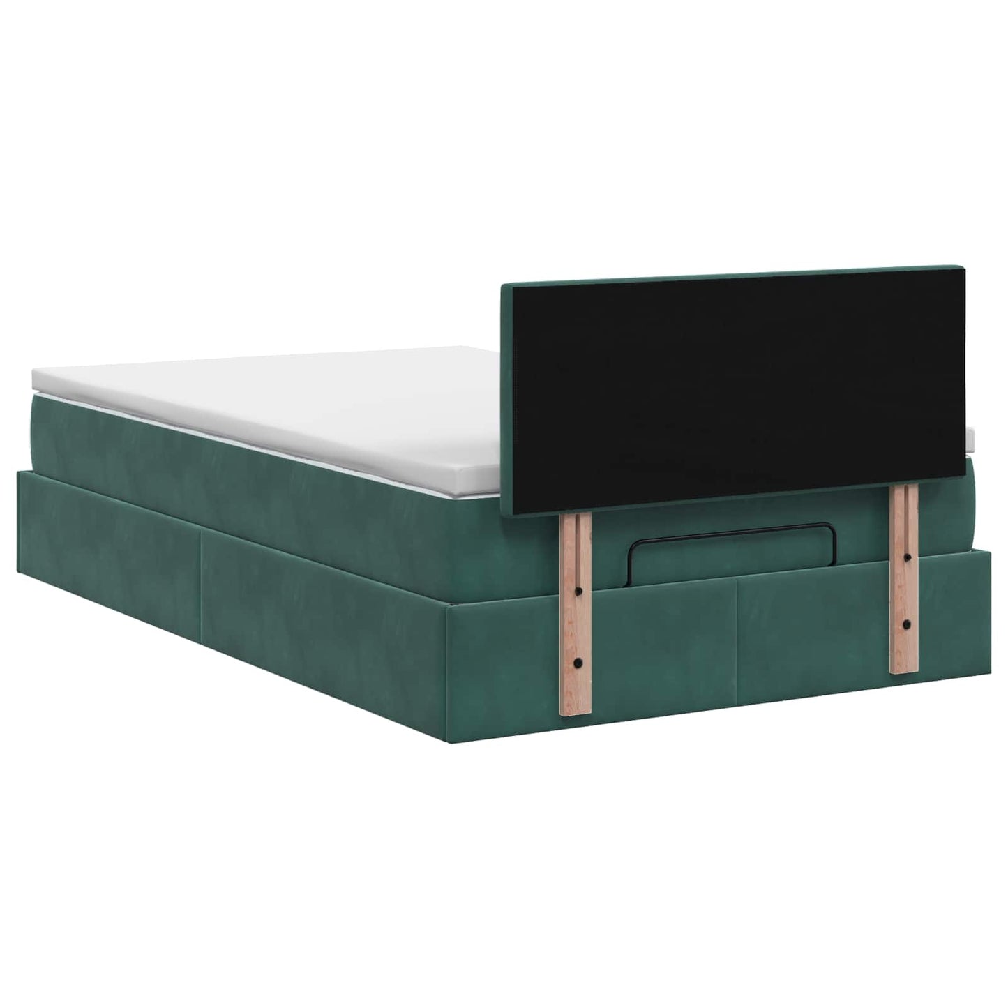 vidaXL Κρεβάτι Ottoman με στρώμα Σκούρο Πράσινο 120 x 190 cm Βελούδο