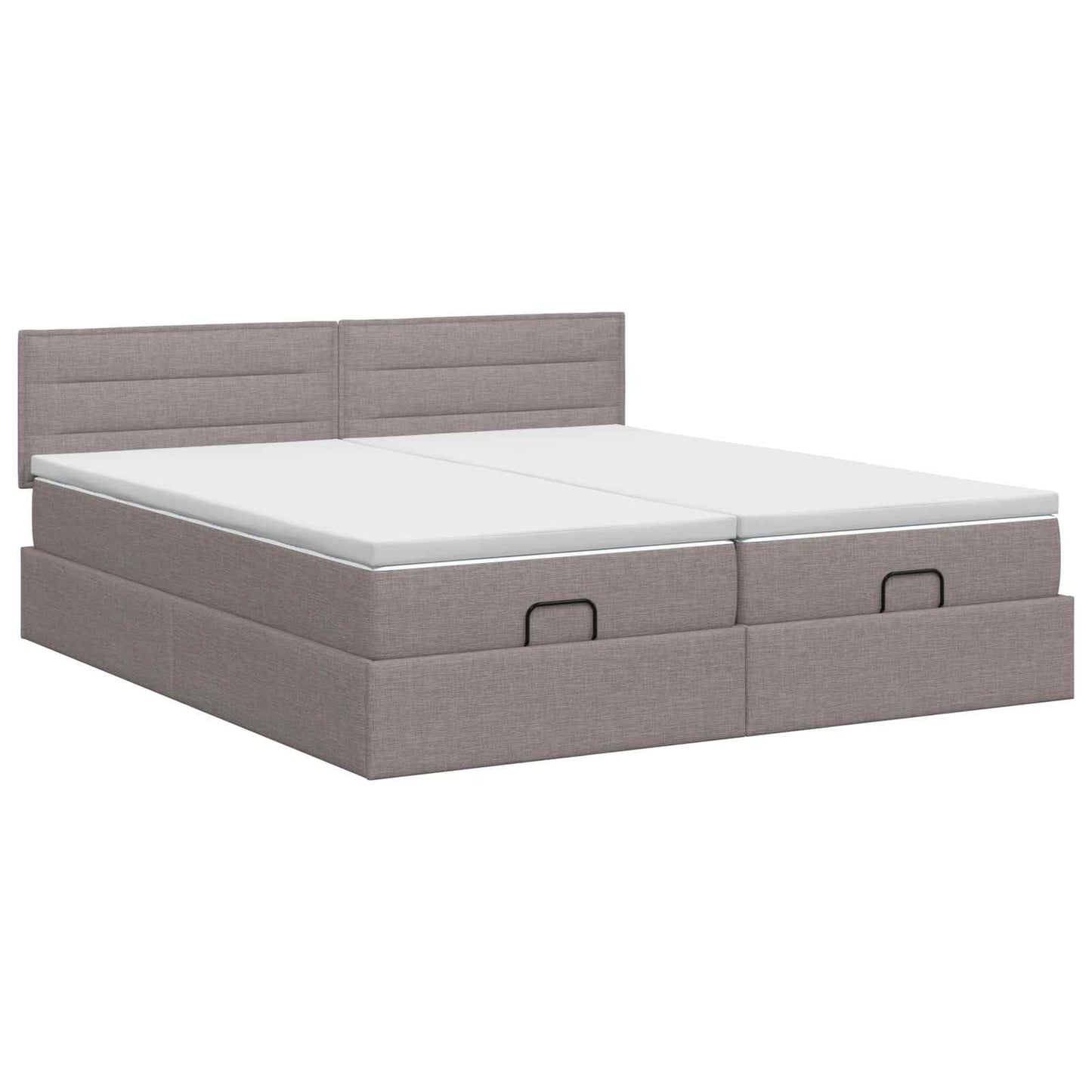 vidaXL Κρεβάτι Ottoman με στρώμα 2 τεμ. Taupe 160 x 200 cm Ύφασμα