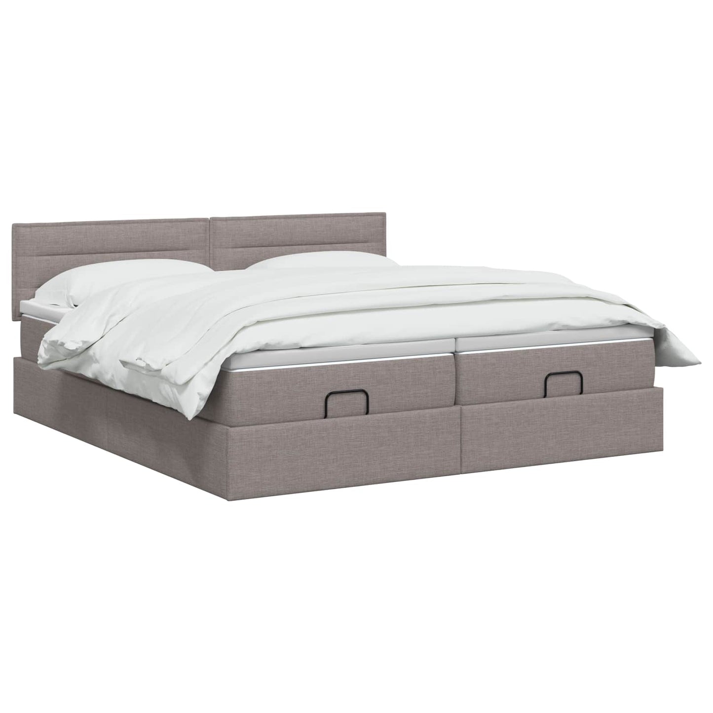 vidaXL Κρεβάτι Ottoman με στρώμα 2 τεμ. Taupe 160 x 200 cm Ύφασμα