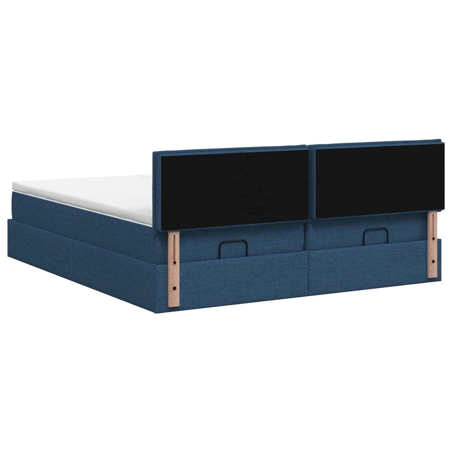 vidaXL Κρεβάτι Ottoman με στρώμα με κεφαλάρι 2 pcs Μπλε Ύφασμα