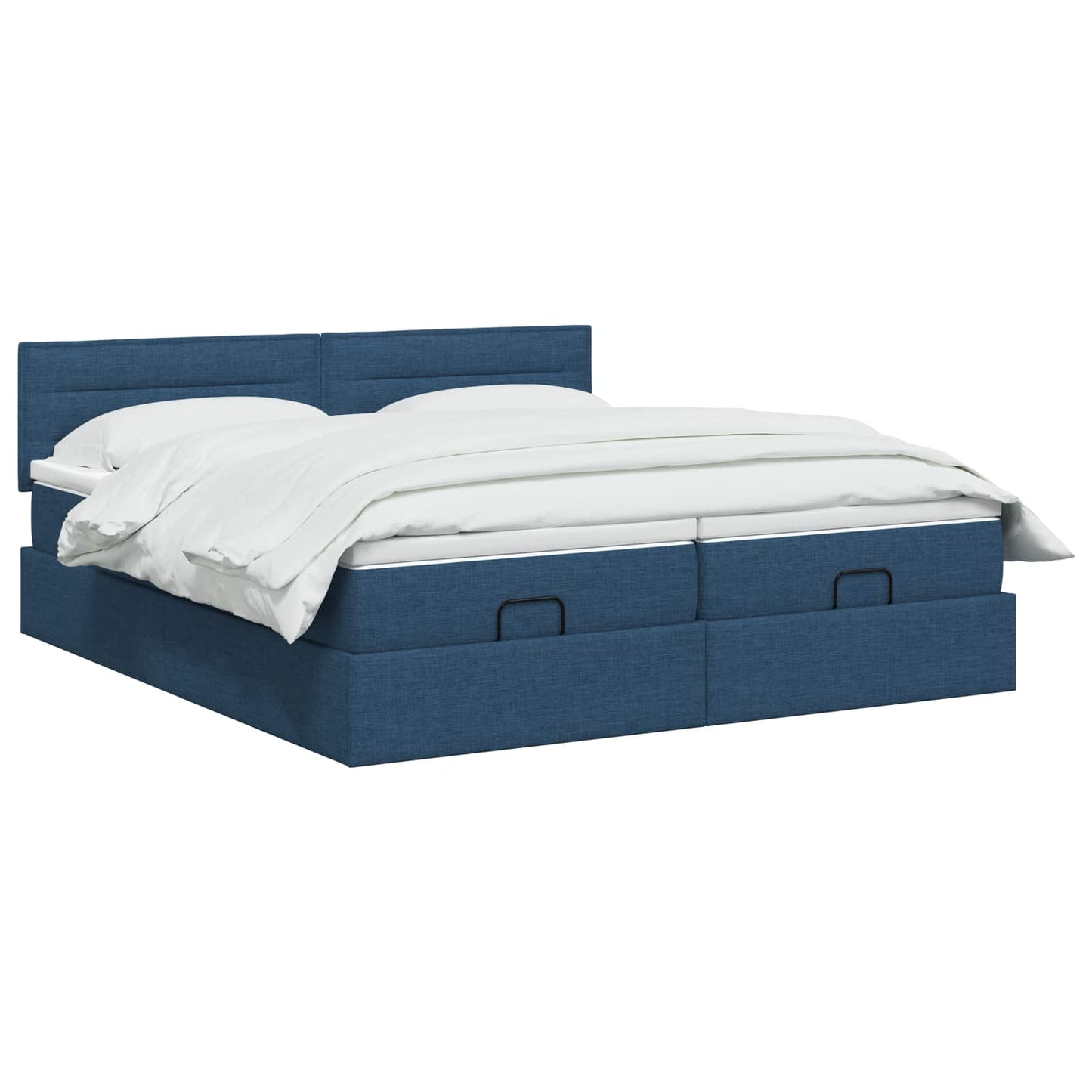 vidaXL Κρεβάτι Ottoman με στρώμα με κεφαλάρι 2 pcs Μπλε Ύφασμα