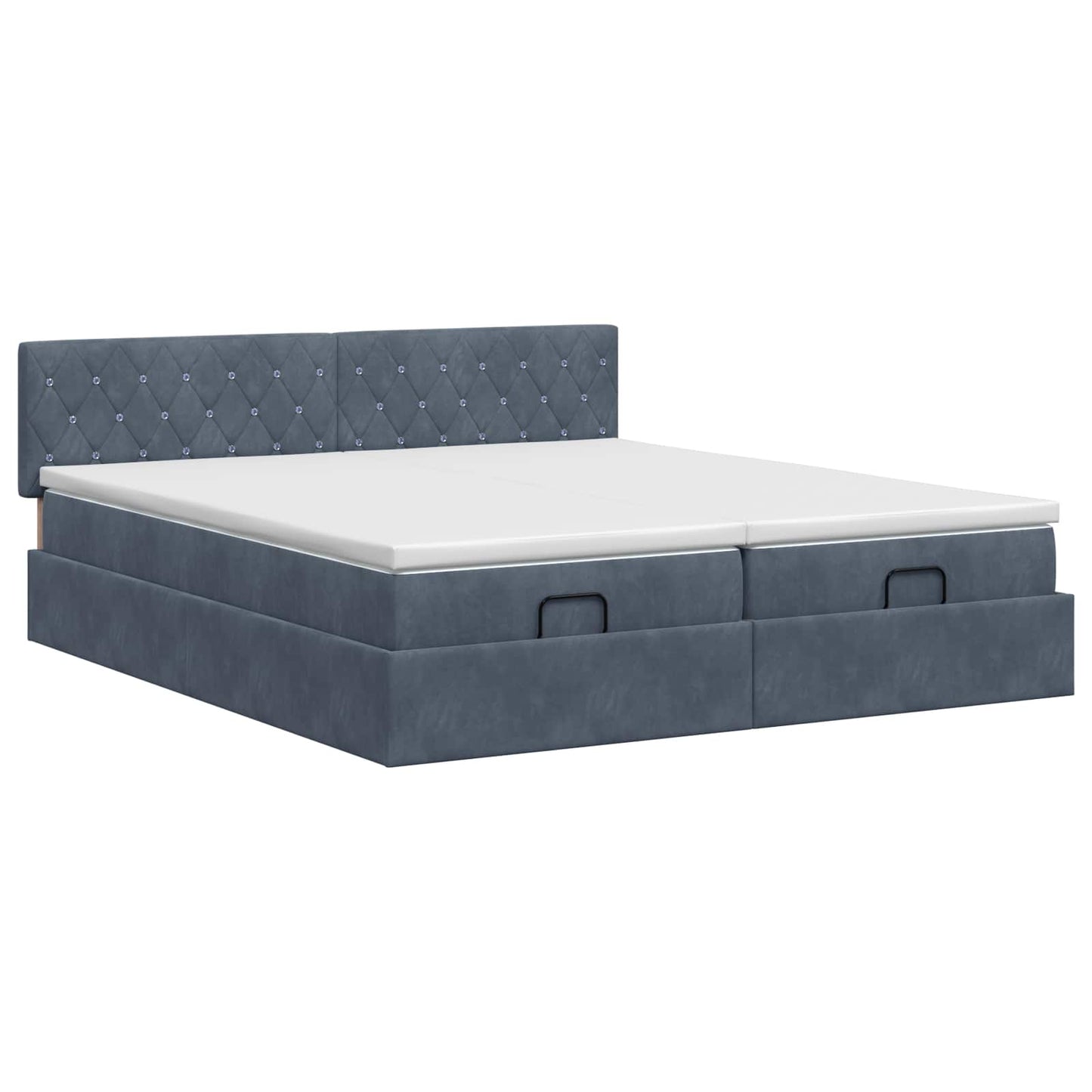 vidaXL Κρεβάτι Ottoman με στρώμα με κεφαλάρι 2 pcs Σκούρο Γκρι Βελούδο