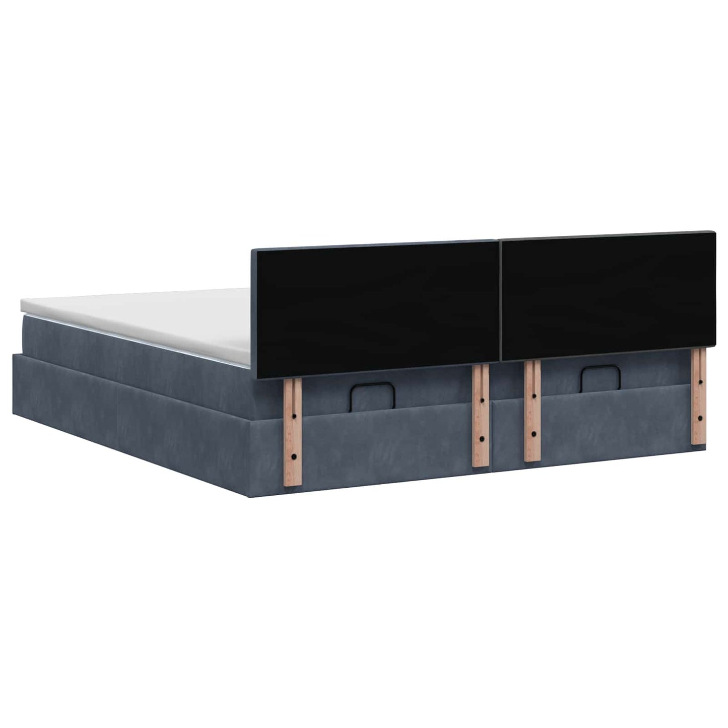 vidaXL Κρεβάτι Ottoman με στρώμα με κεφαλάρι 2 pcs Σκούρο Γκρι Βελούδο
