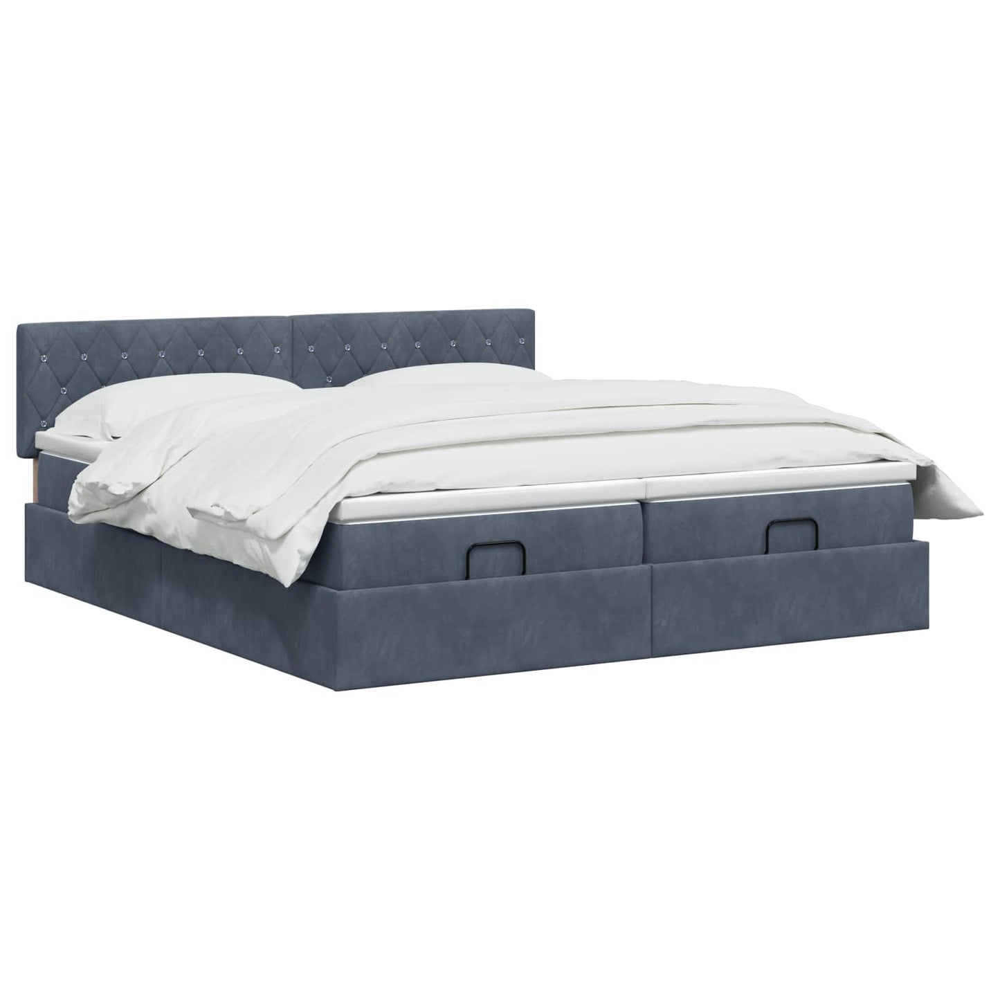 vidaXL Κρεβάτι Ottoman με στρώμα με κεφαλάρι 2 pcs Σκούρο Γκρι Βελούδο