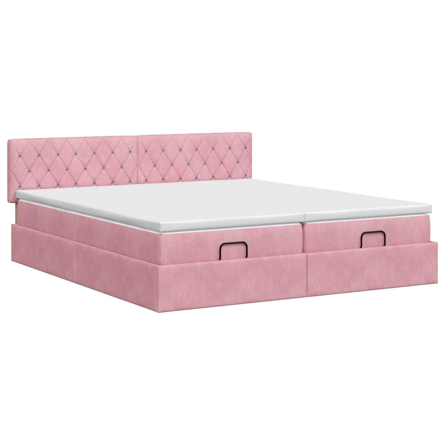 vidaXL Κρεβάτι Ottoman με στρώμα με κεφαλάρι 2 pcs Ροζ Βελούδο