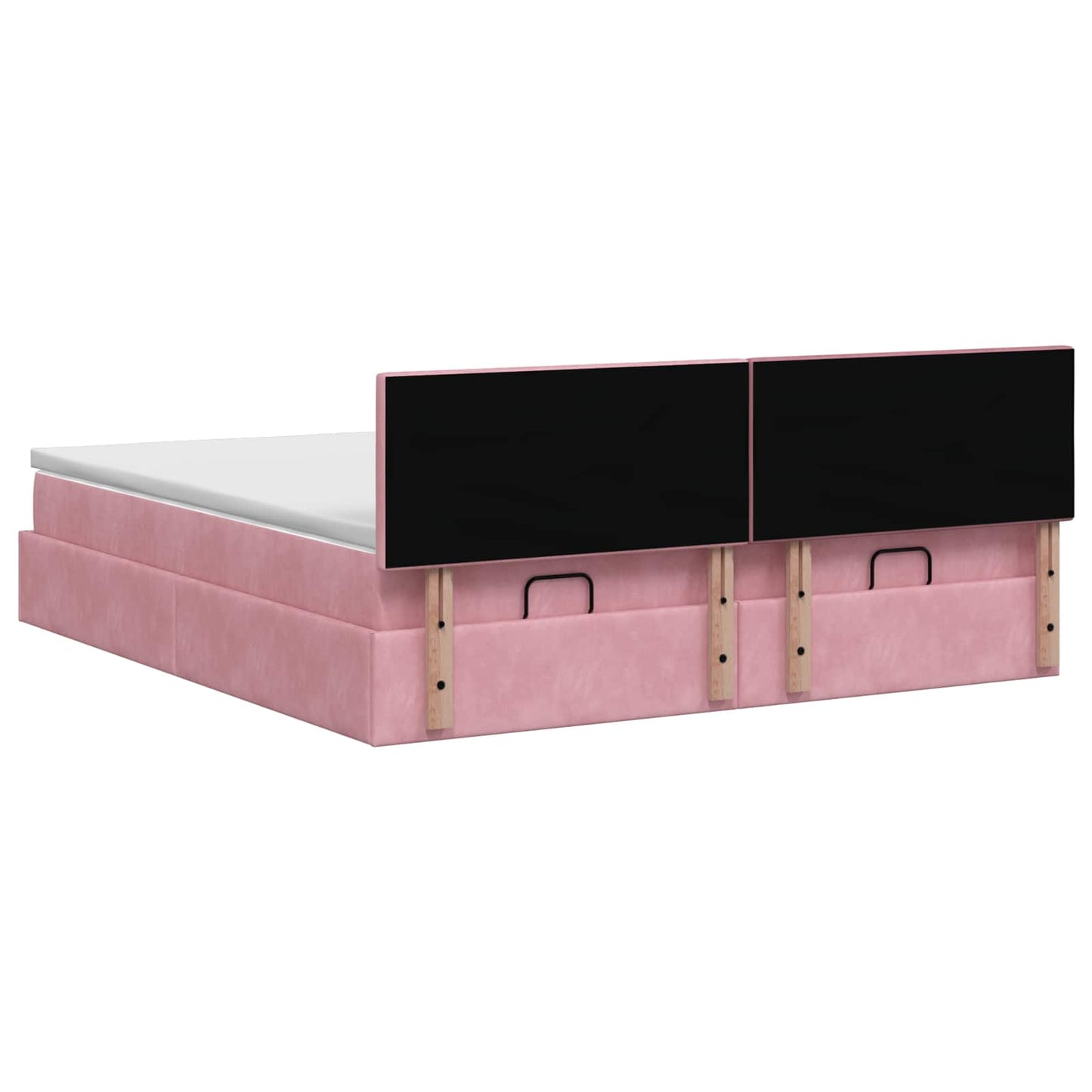 vidaXL Κρεβάτι Ottoman με στρώμα με κεφαλάρι 2 pcs Ροζ Βελούδο