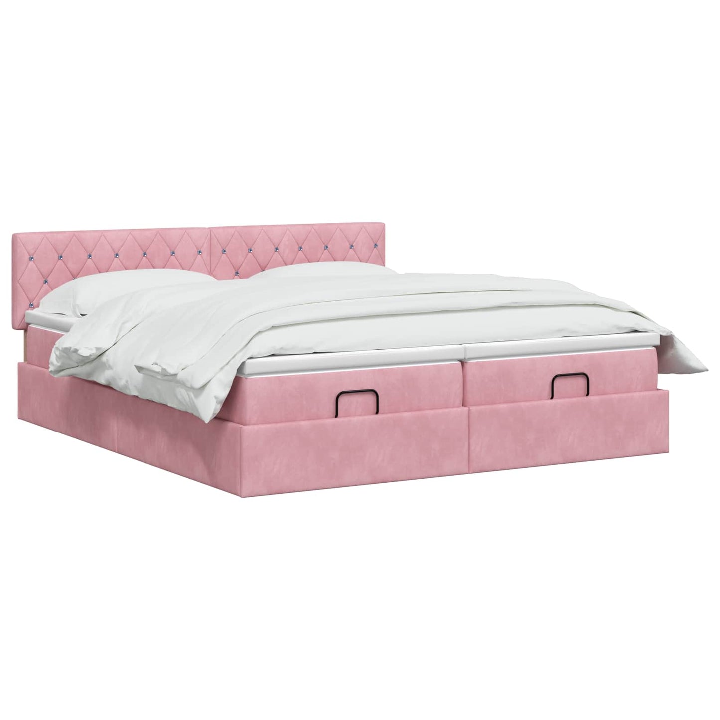 vidaXL Κρεβάτι Ottoman με στρώμα με κεφαλάρι 2 pcs Ροζ Βελούδο