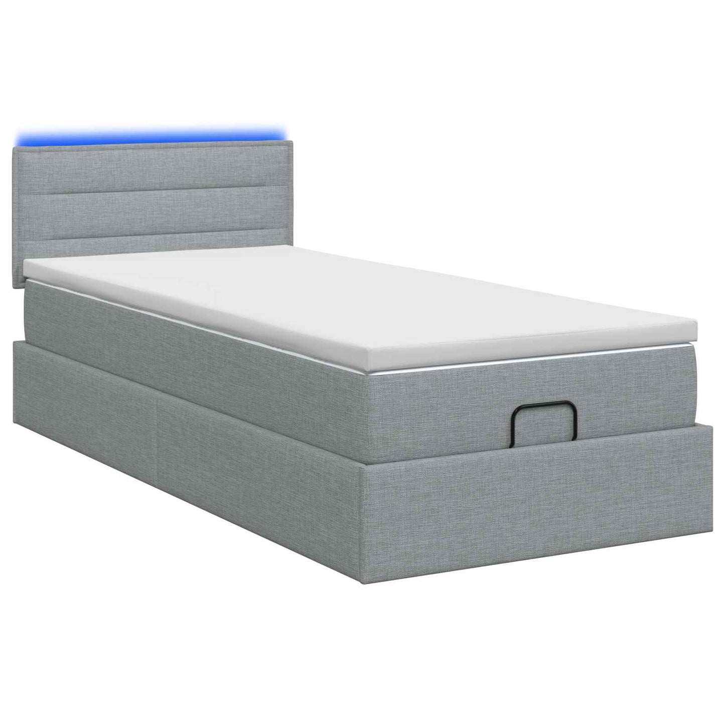 vidaXL Κρεβάτι Ottoman με Στρώμα και LED Ανοιχτό γκρι 80 x 200 cm