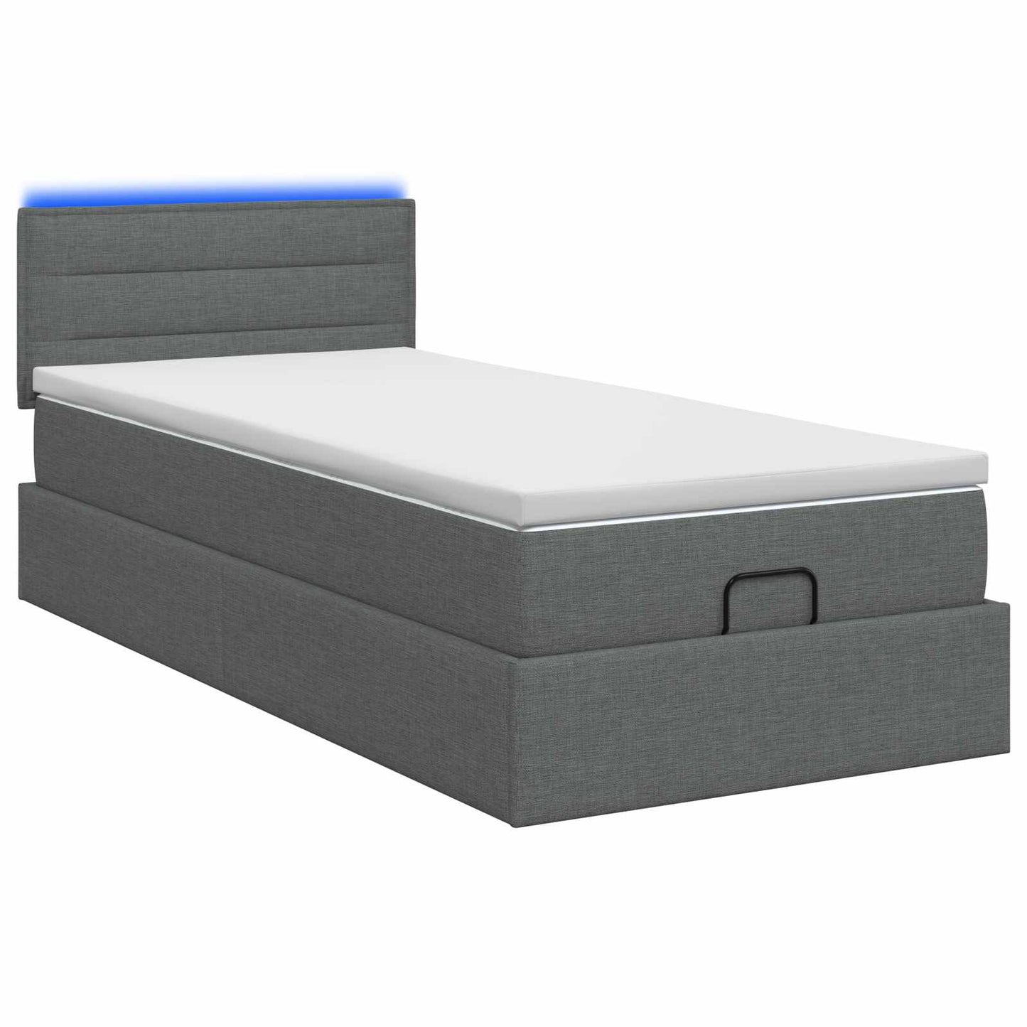 vidaXL Κρεβάτι Ottoman με Στρώμα και LED Σκούρο Γκρι 80 x 200 cm