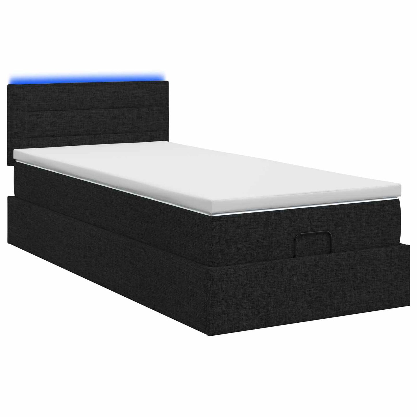 vidaXL Κρεβάτι Ottoman με Στρώμα και LED Μαύρο 80 x 200 cm Ύφασμα