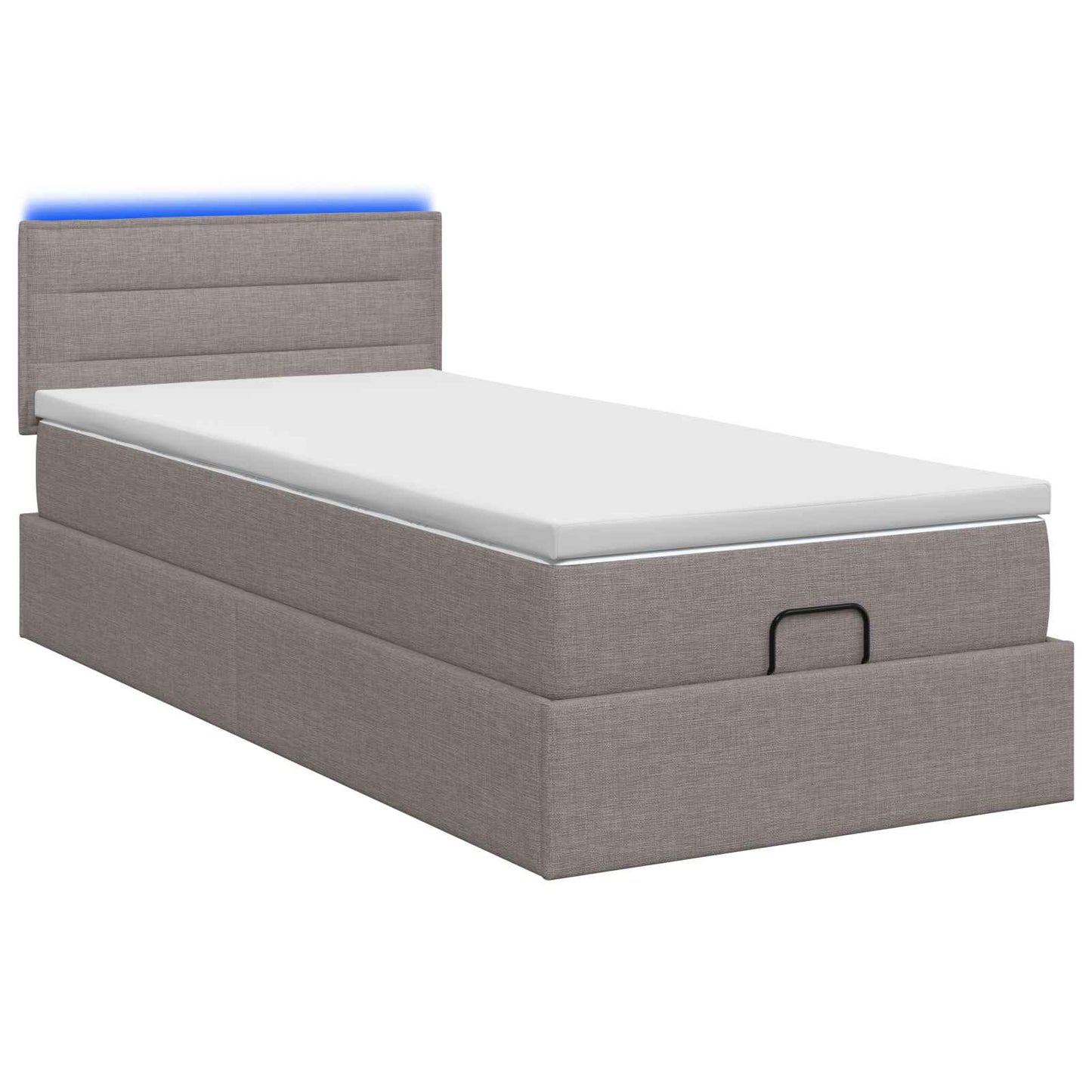 vidaXL Κρεβάτι Ottoman με Στρώμα και LED Taupe 80 x 200 cm Ύφασμα