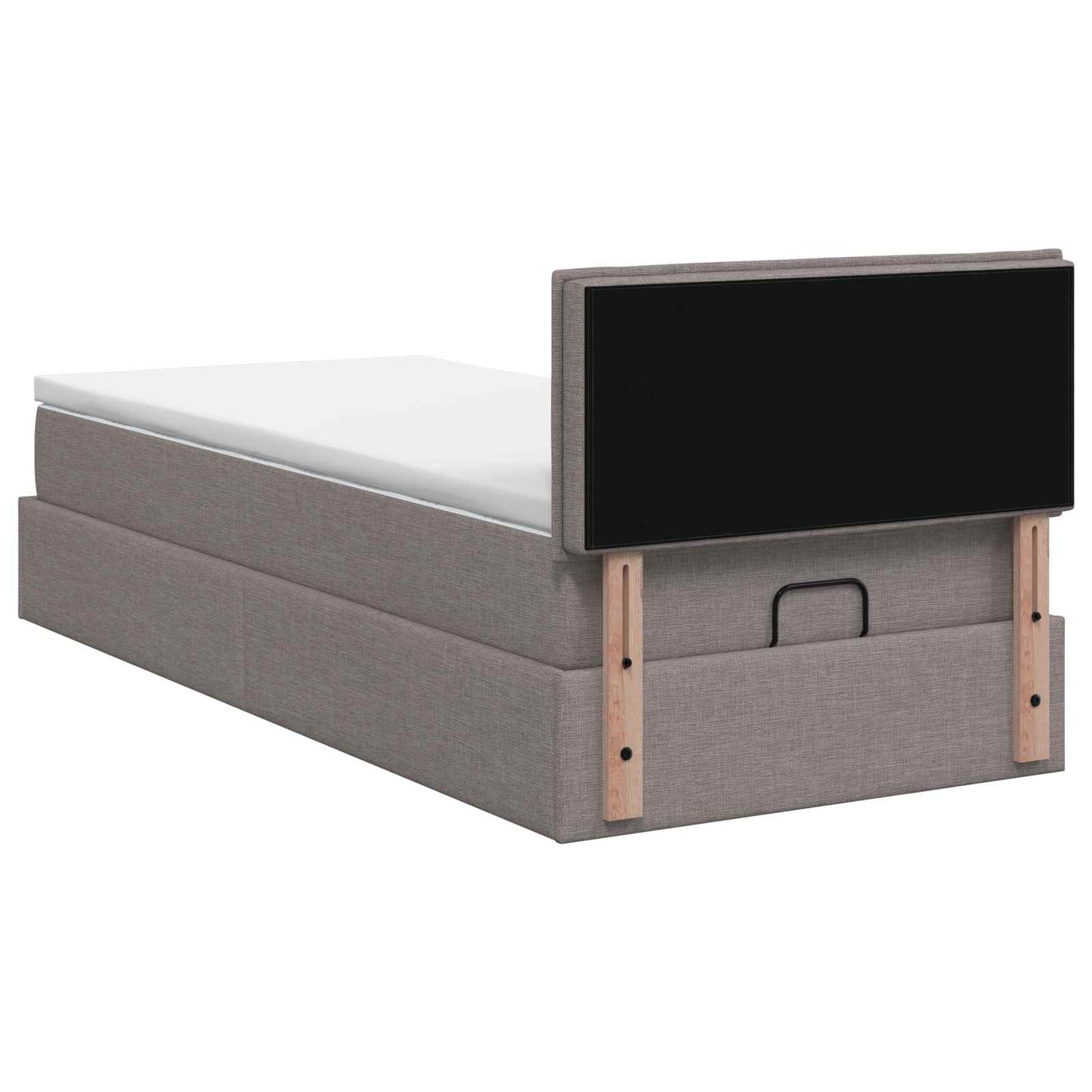 vidaXL Κρεβάτι Ottoman με Στρώμα και LED Taupe 80 x 200 cm Ύφασμα