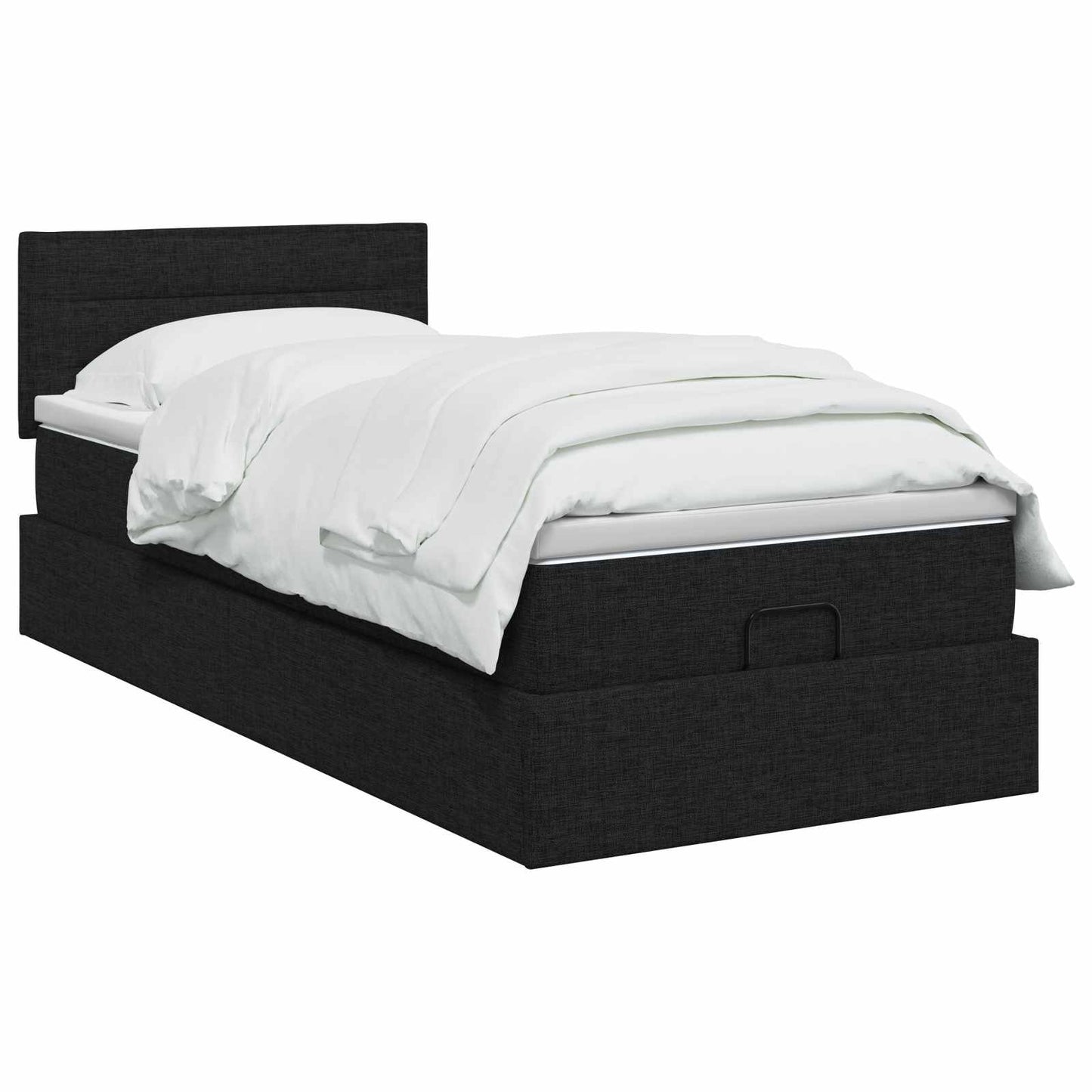 vidaXL Κρεβάτι Ottoman με Στρώμα και LED Μαύρο 90 x 190 cm Ύφασμα