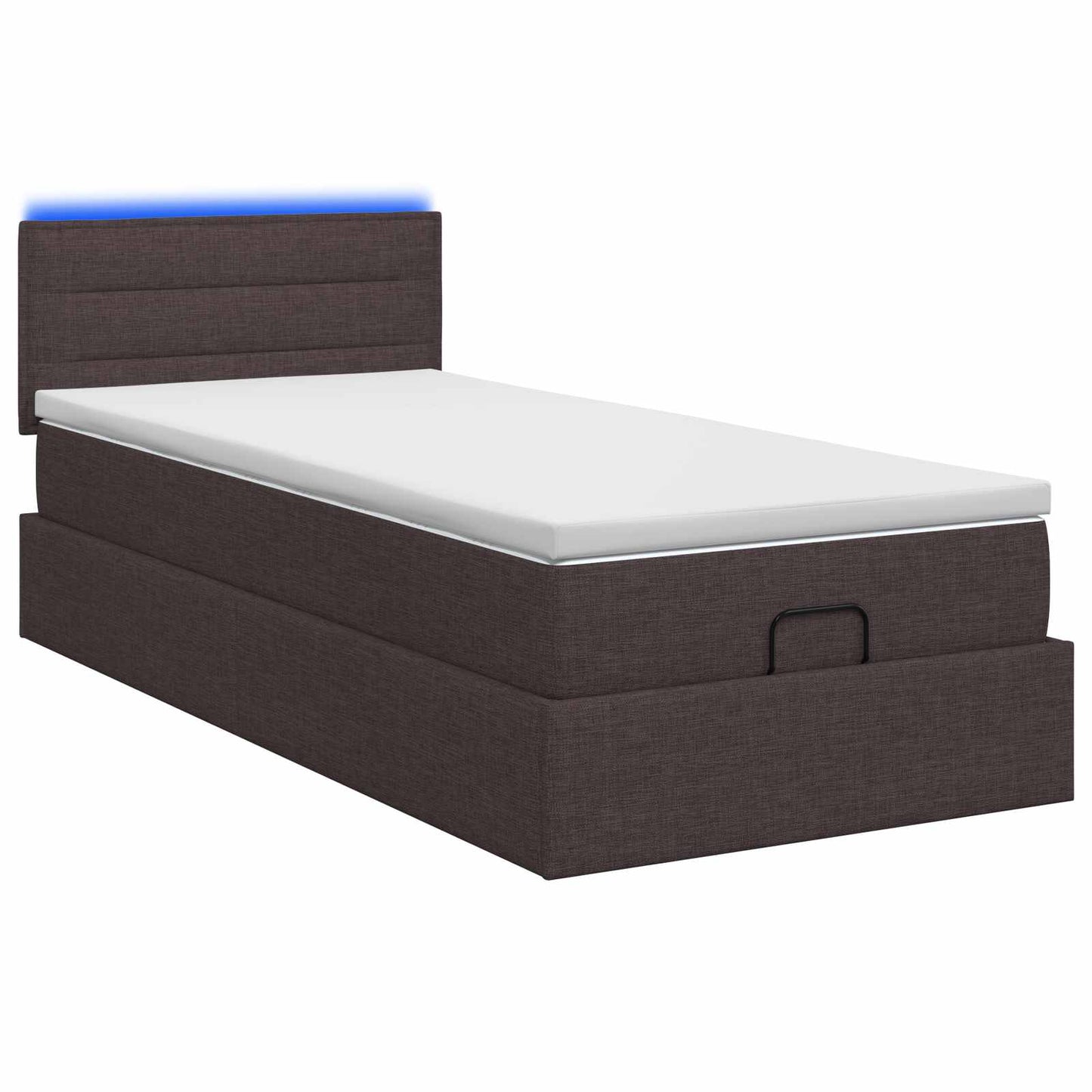 vidaXL Κρεβάτι Ottoman με Στρώμα και LED Σκούρο Καφέ 90 x 190 cm