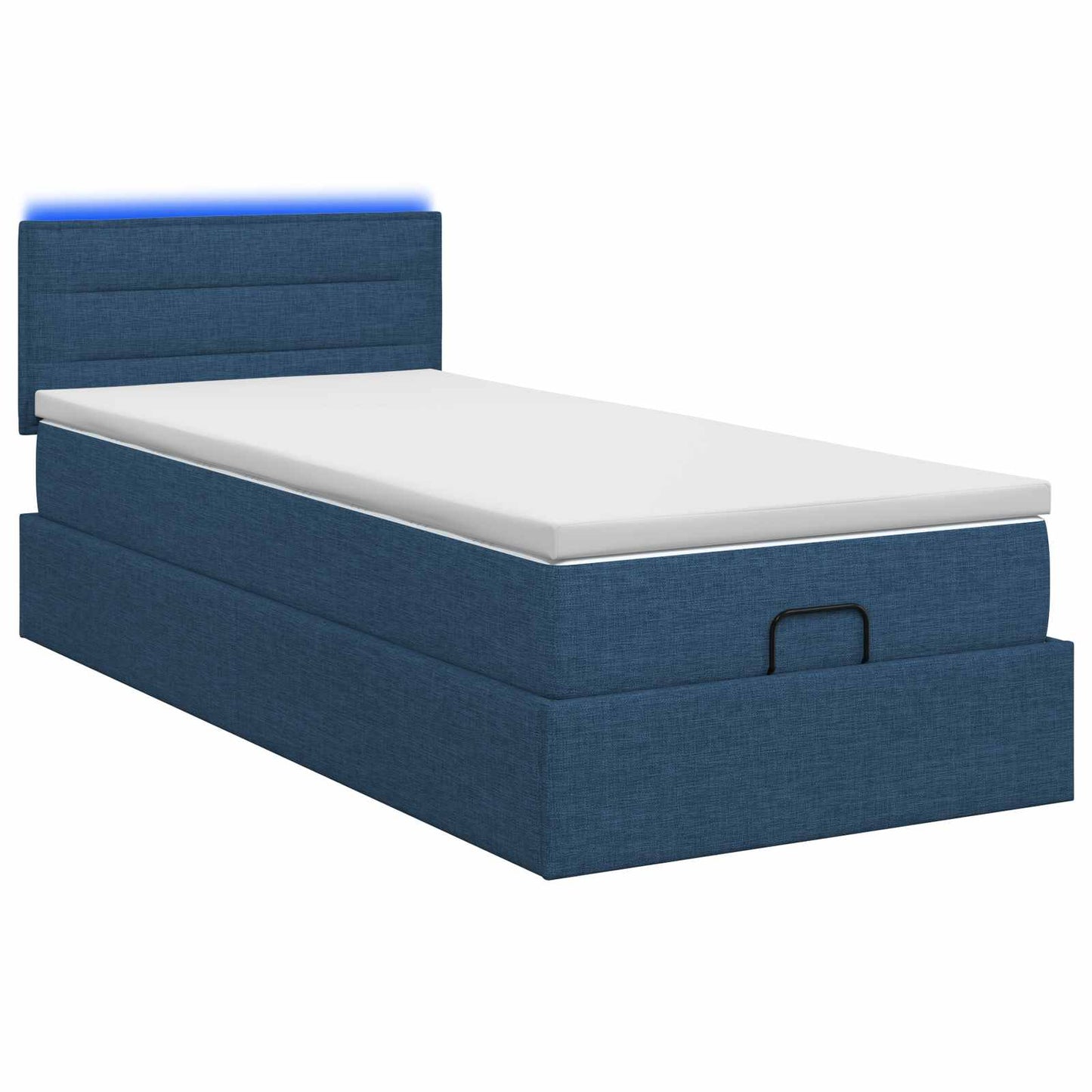 vidaXL Κρεβάτι Ottoman με Στρώμα και LED Μπλε 90 x 190 cm Ύφασμα