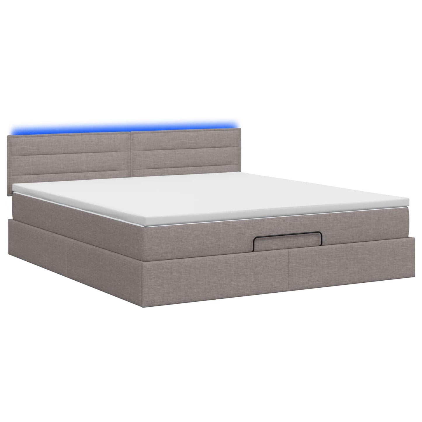 vidaXL Κρεβάτι Ottoman με Στρώμα και LED Taupe 140 x 190 cm Ύφασμα