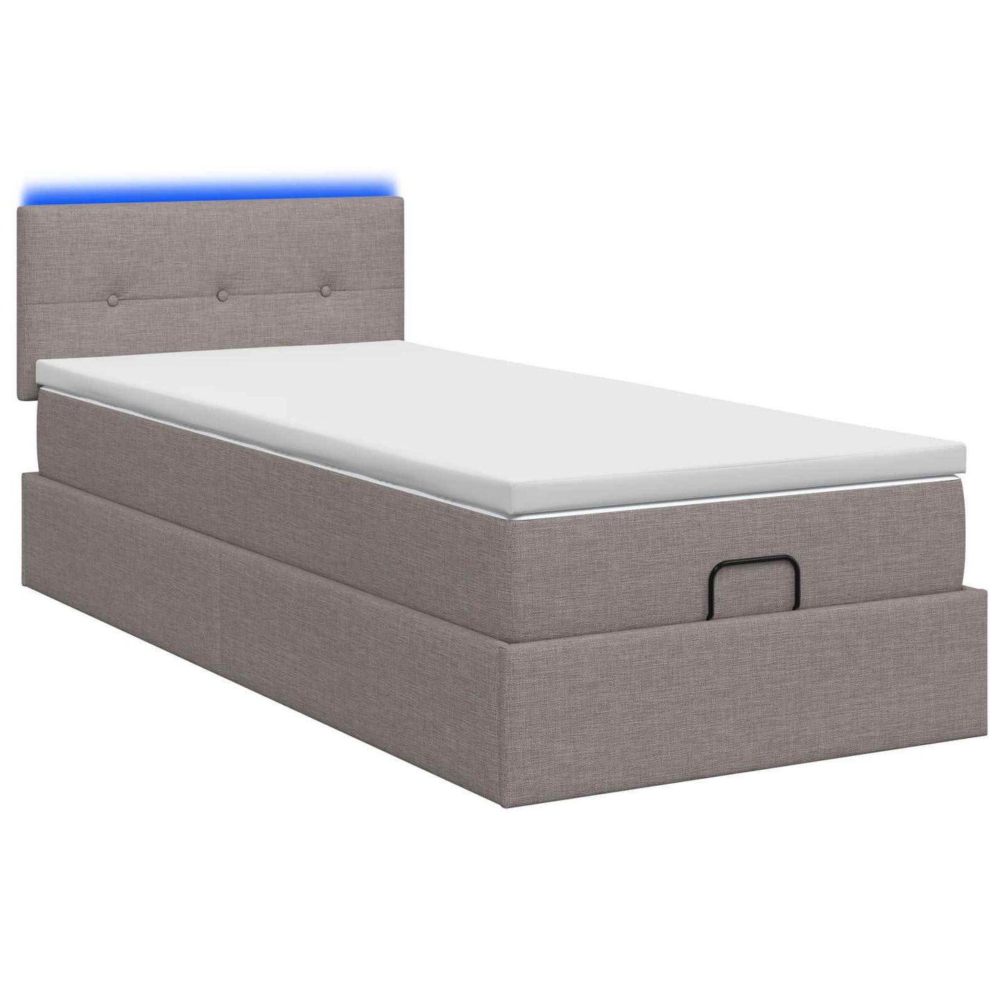 vidaXL Κρεβάτι Ottoman με Στρώμα και LED Taupe 80 x 200 cm Ύφασμα