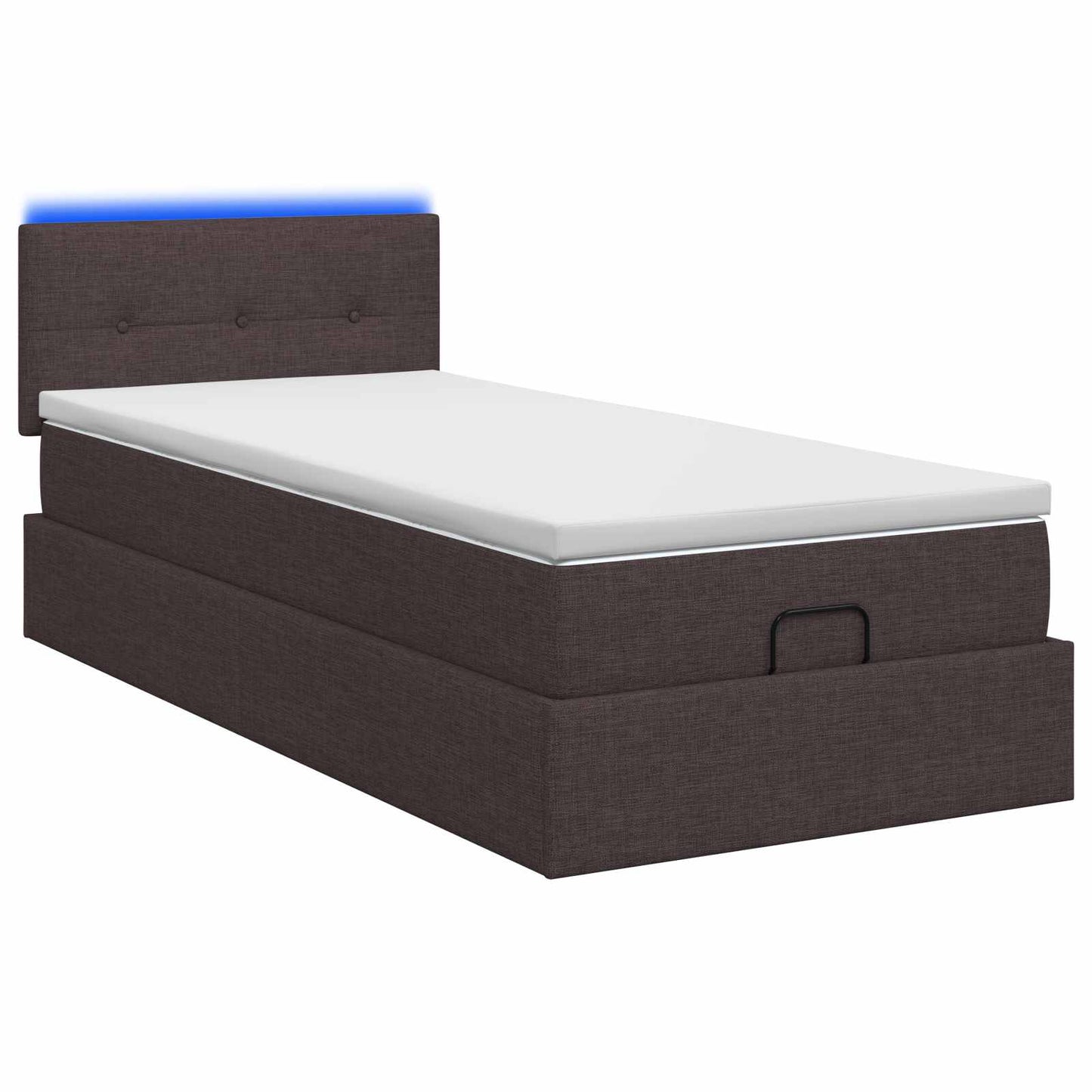 vidaXL Κρεβάτι Ottoman με Στρώμα και LED Σκούρο Καφέ 90 x 190 cm