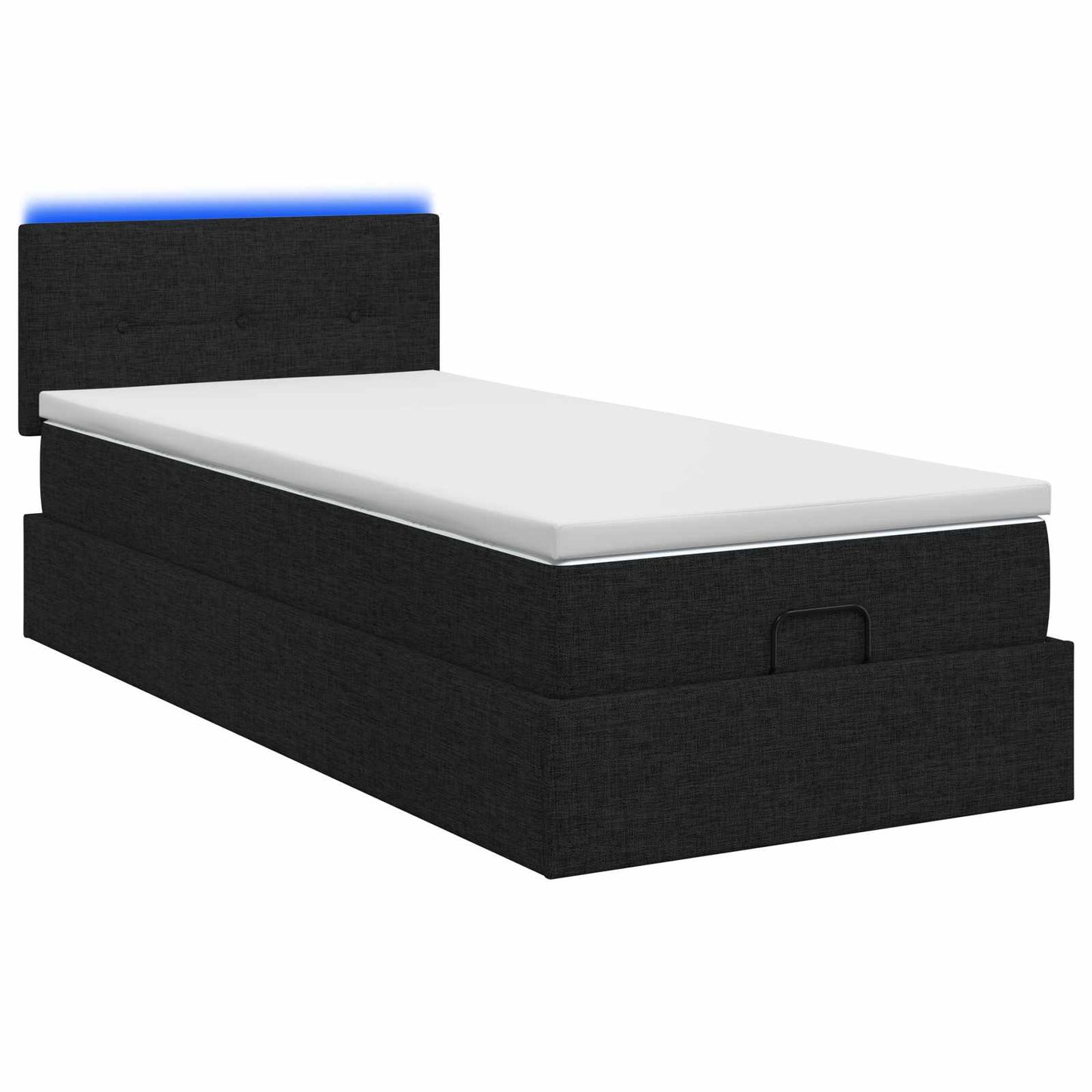 vidaXL Κρεβάτι Ottoman με Στρώμα και LED Μαύρο 90 x 200 cm Ύφασμα