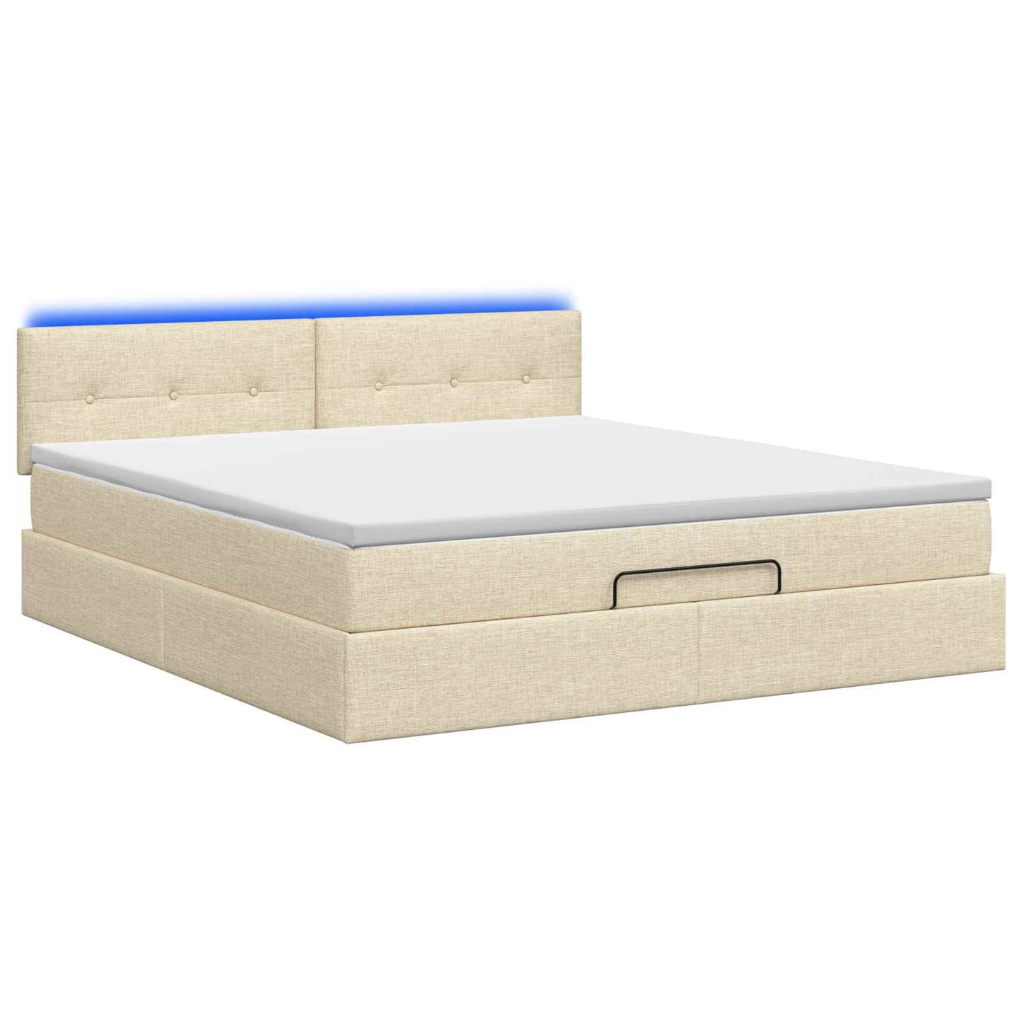 vidaXL Κρεβάτι Ottoman με Στρώμα και LED Κρεμ 140 x 190 cm Ύφασμα