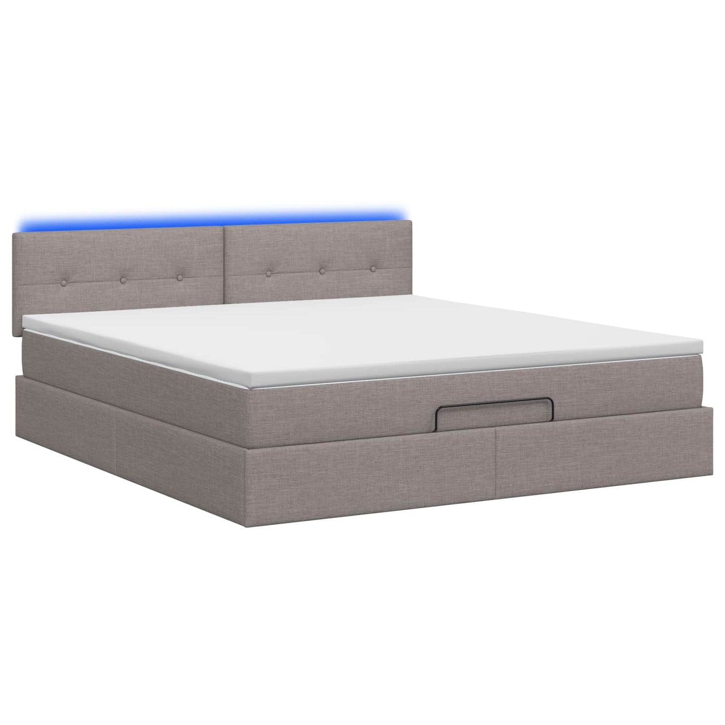 vidaXL Κρεβάτι Ottoman με Στρώμα και LED Taupe 180 x 200 cm Ύφασμα