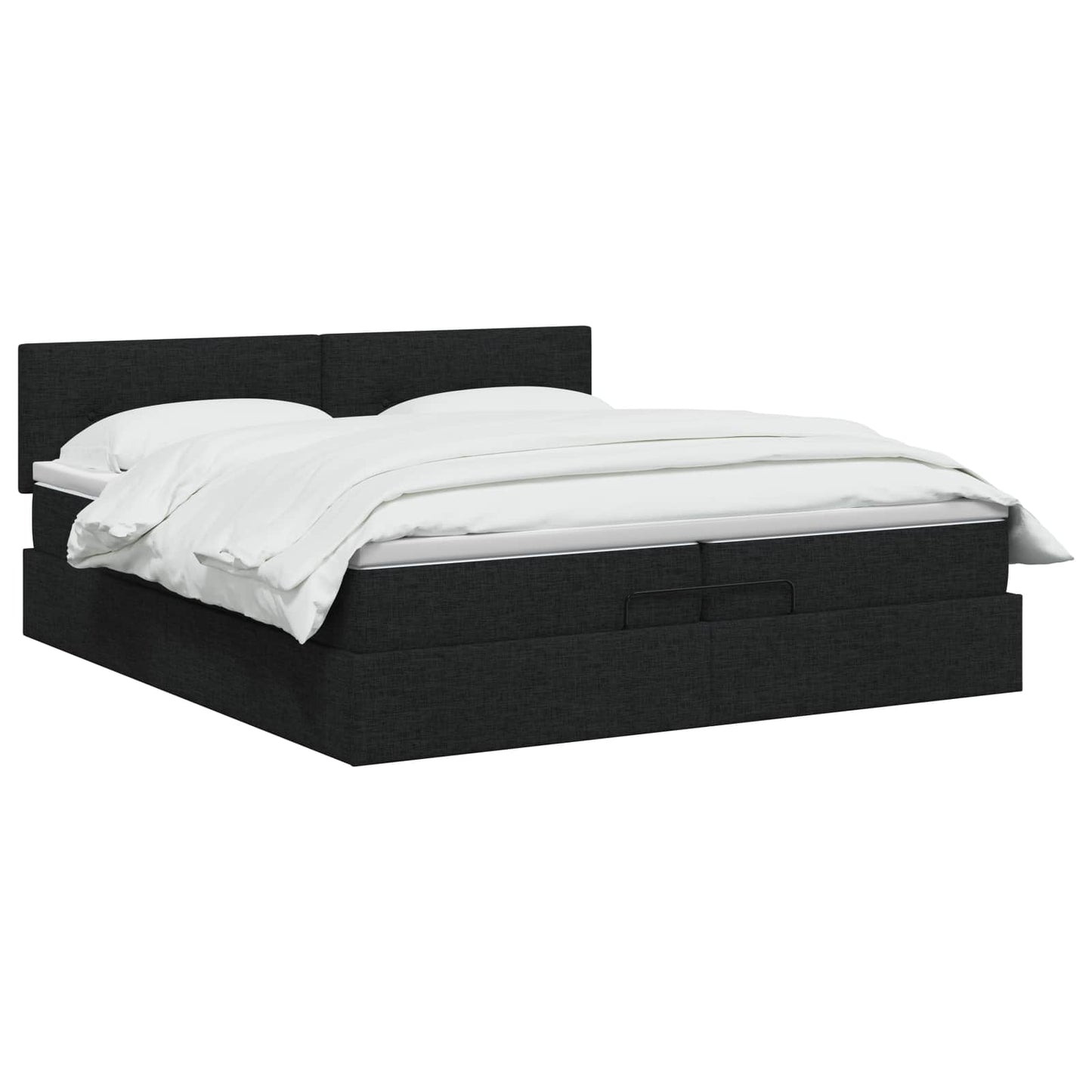 vidaXL Κρεβάτι Ottoman με Στρώμα και LED Μαύρο 200 x 200 cm Ύφασμα