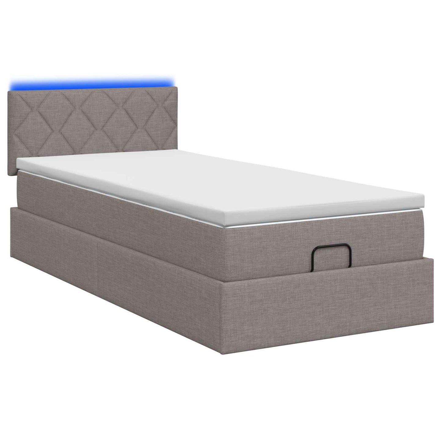 vidaXL Κρεβάτι Ottoman με Στρώμα και LED Taupe 80 x 200 cm Ύφασμα