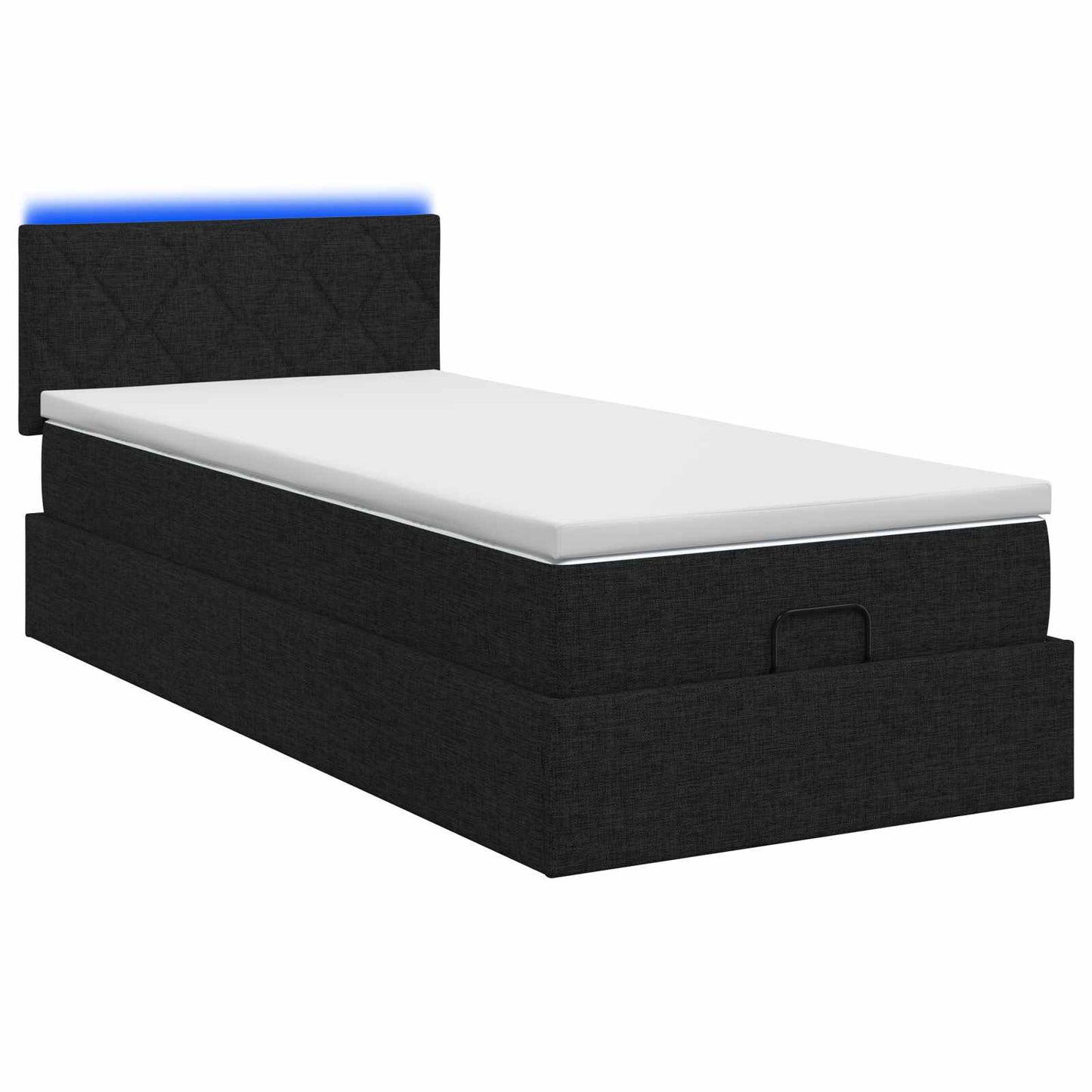 vidaXL Κρεβάτι Ottoman με Στρώμα και LED Μαύρο 90 x 200 cm Ύφασμα