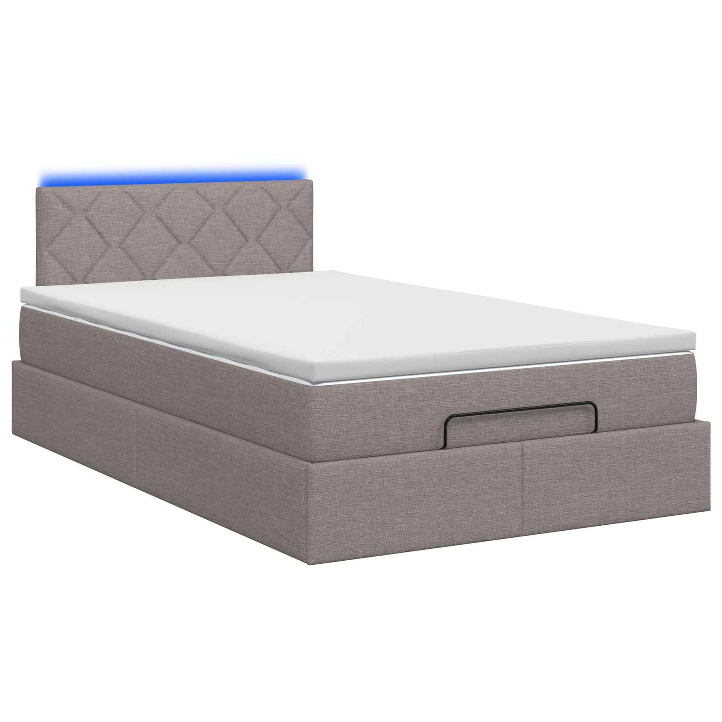 vidaXL Κρεβάτι Ottoman με Στρώμα και LED Taupe 120 x 200 cm Ύφασμα