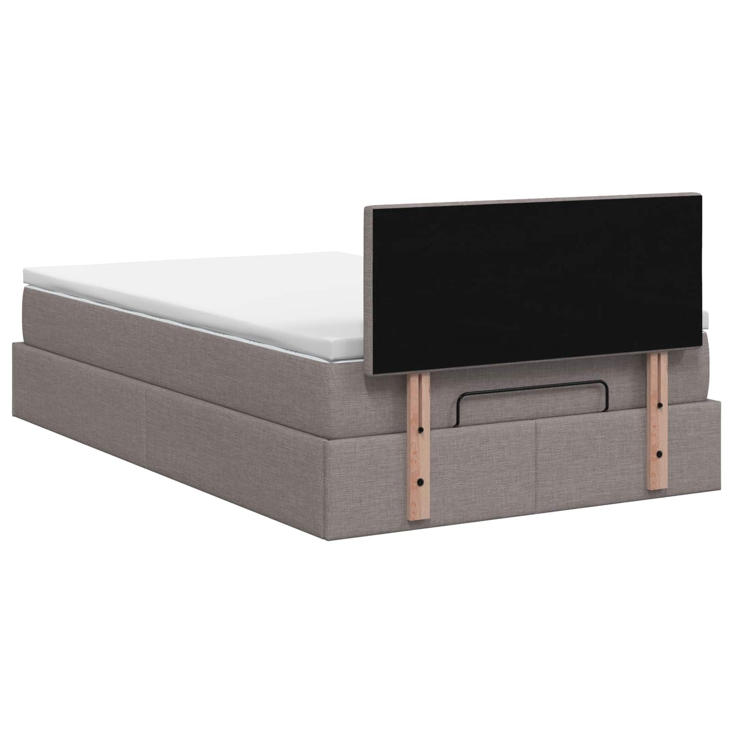 vidaXL Κρεβάτι Ottoman με Στρώμα και LED Taupe 120 x 200 cm Ύφασμα