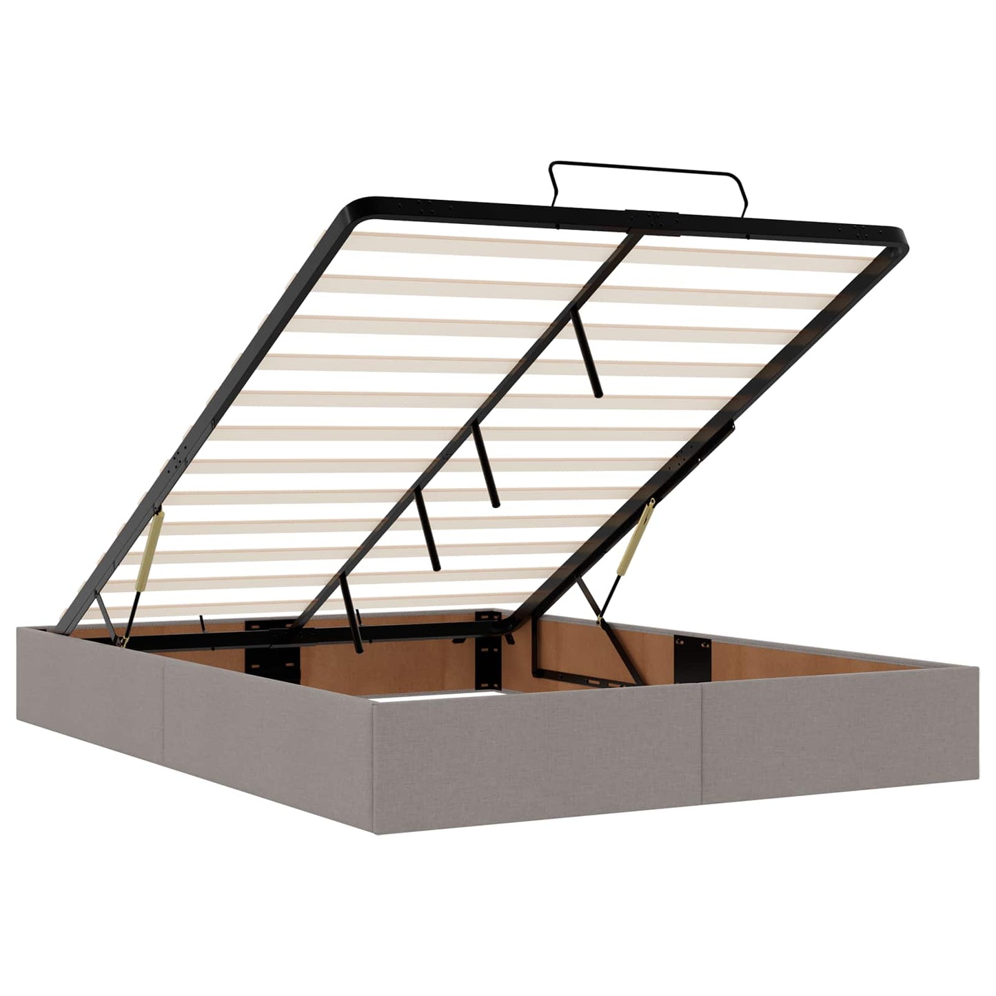 vidaXL Κρεβάτι Ottoman με Στρώμα και LED Taupe 140 x 200 cm Ύφασμα